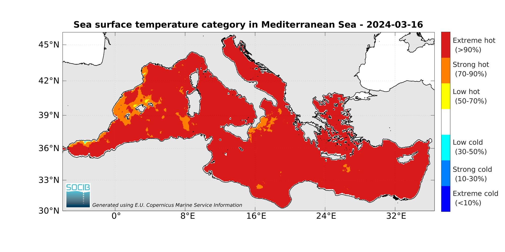 Mapa ola de calor Mediterraneo