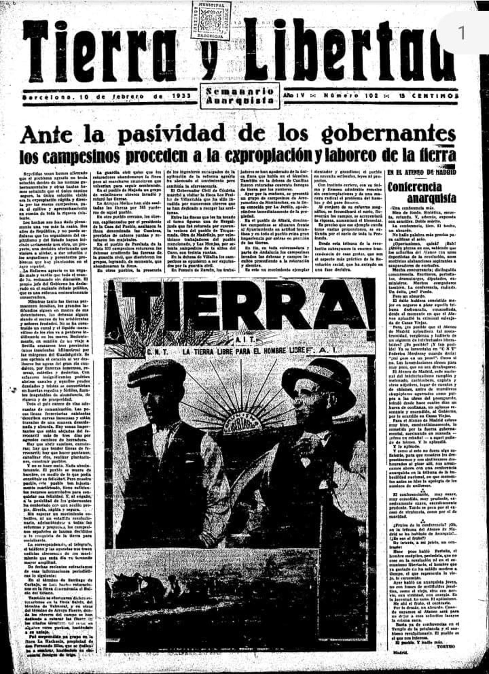 Tierra y Libertad expropiación tierra