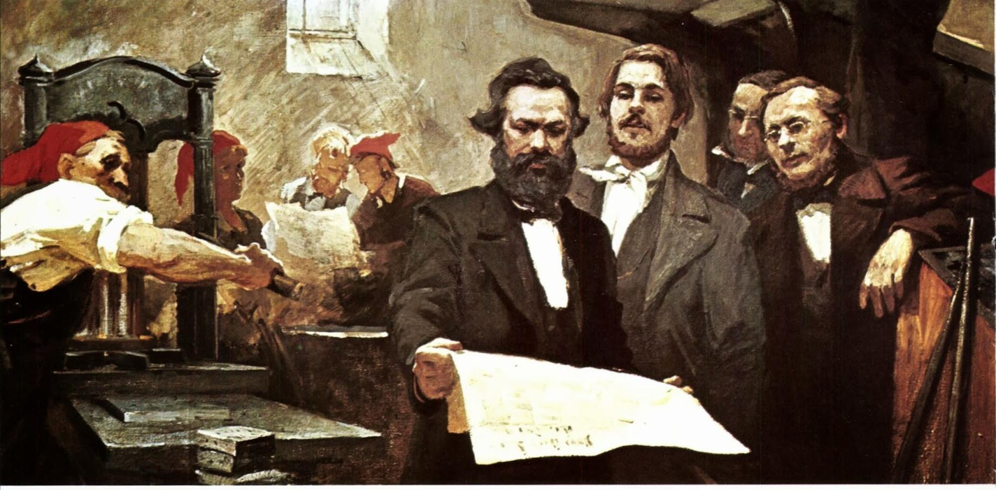 Marx y Engels en la imprenta de la Rheinische Zeitung