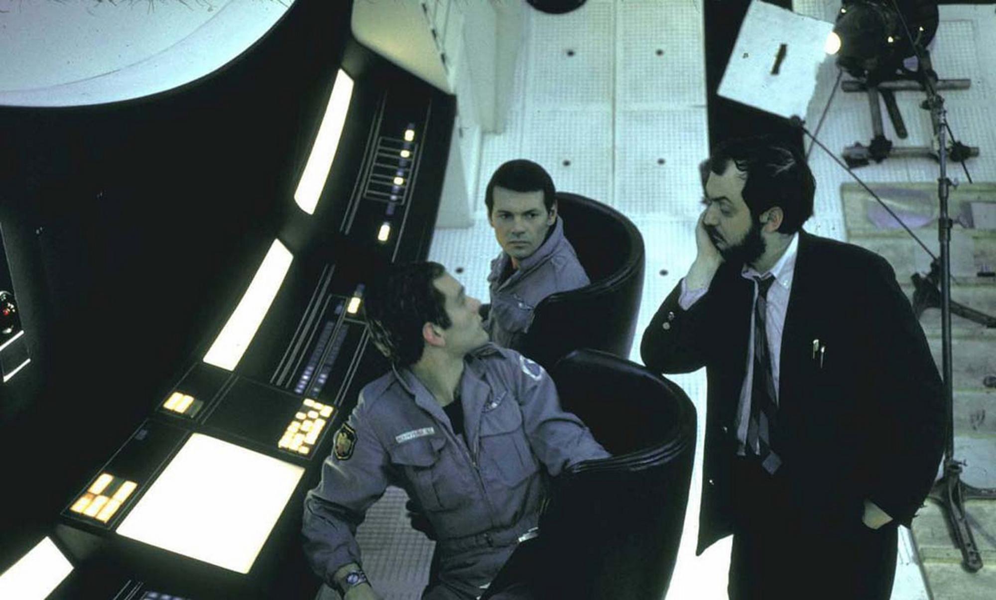 Keir Dullea y Gary Lockwood, con Stanley Kubrick