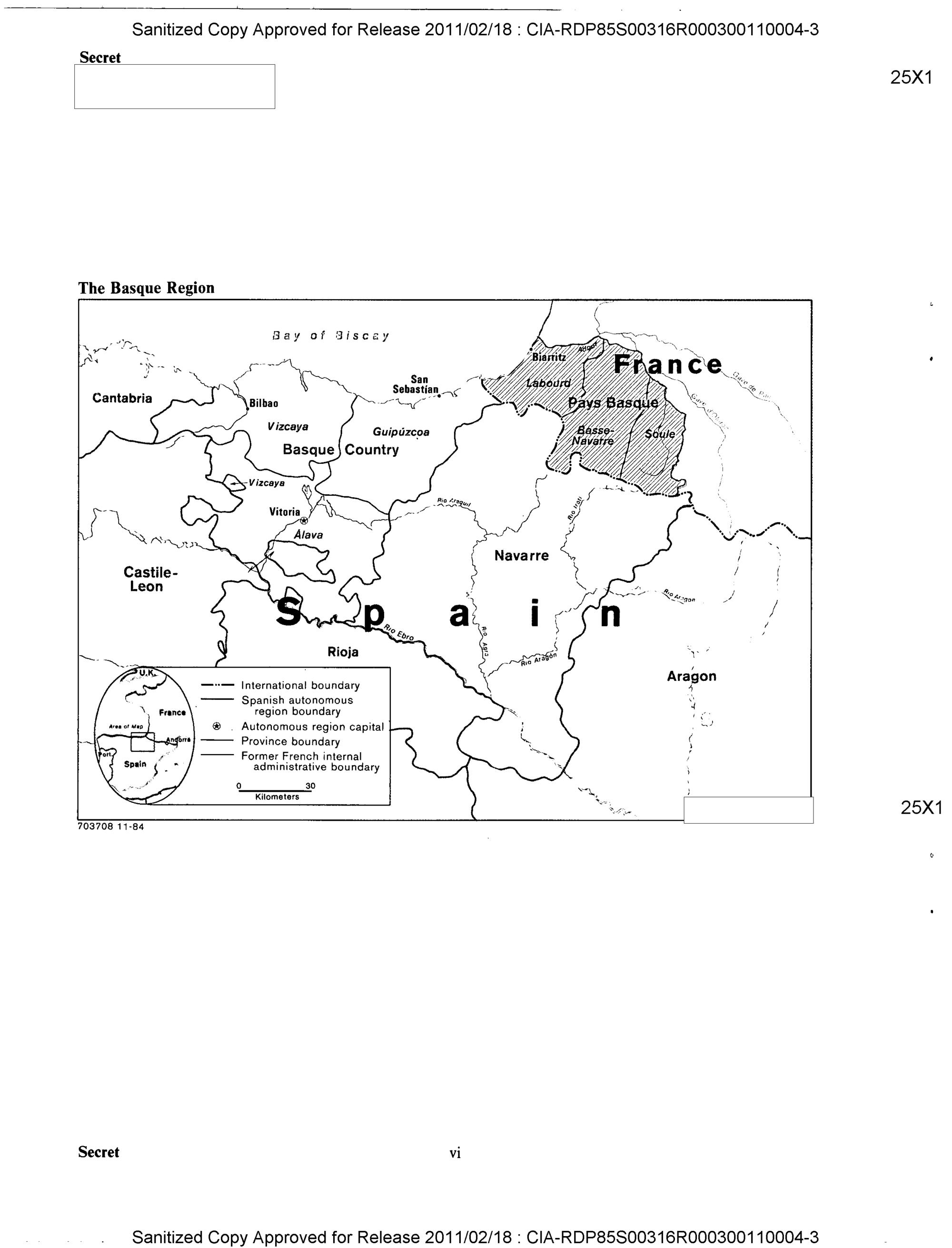 Página del informe ‘España: terrorismo vasco y respuesta del Gobierno’ que la CIA realizó en 1984