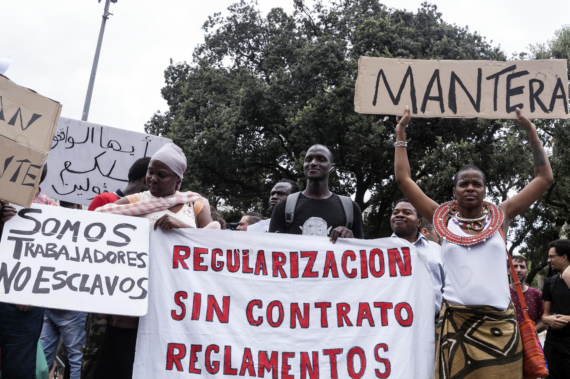 Los manteros protestan contra la criminalización del colectivo