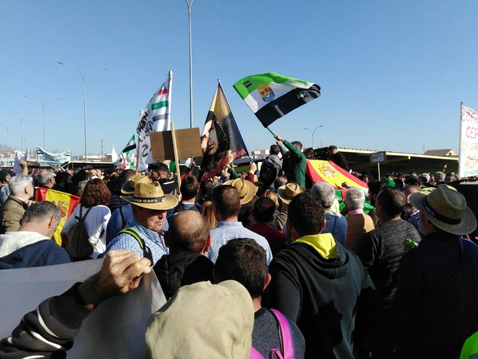 Protesta de trabajadores del campo Extremadura 1