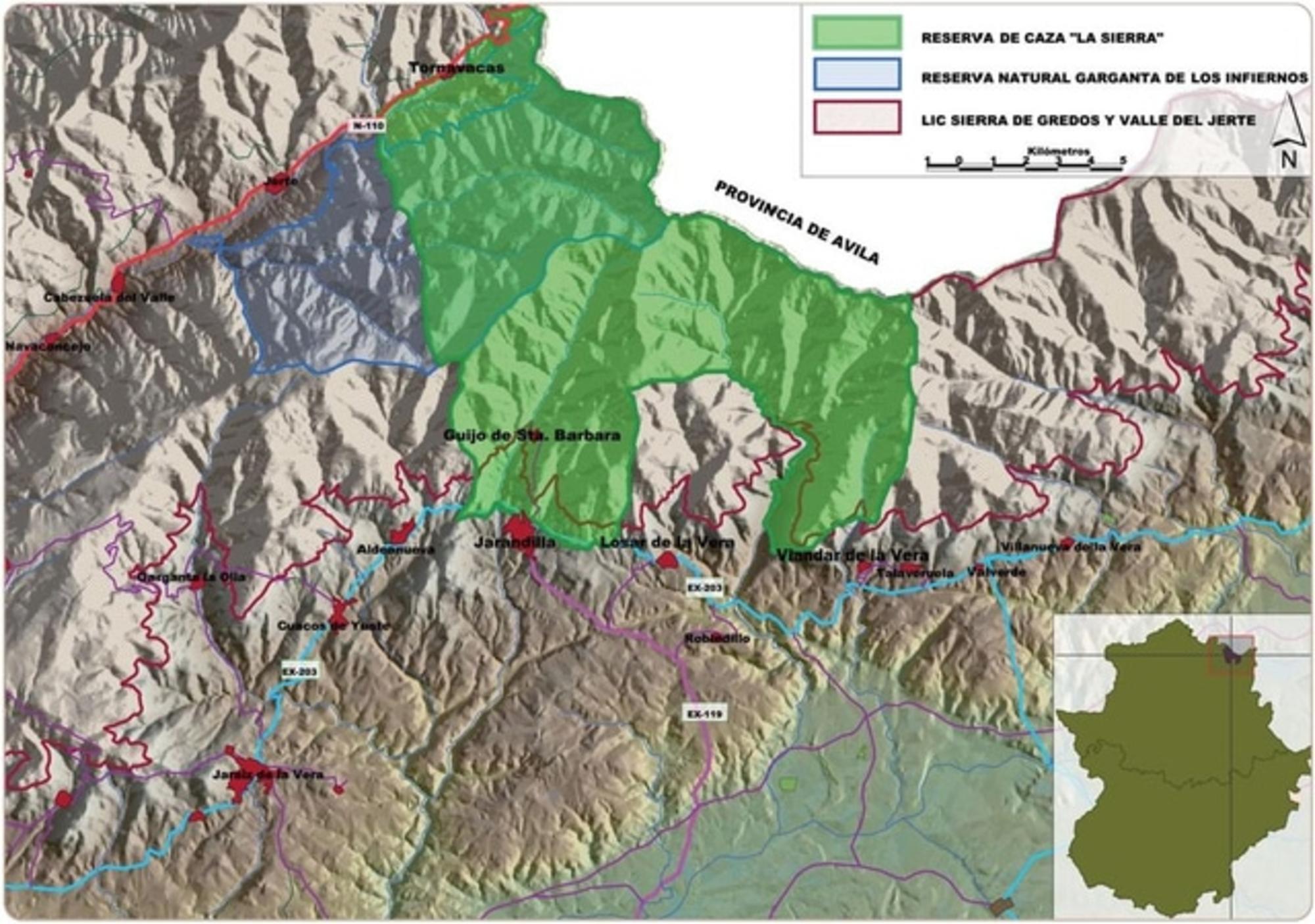 Mapa Reserva de Caza Extremadura
