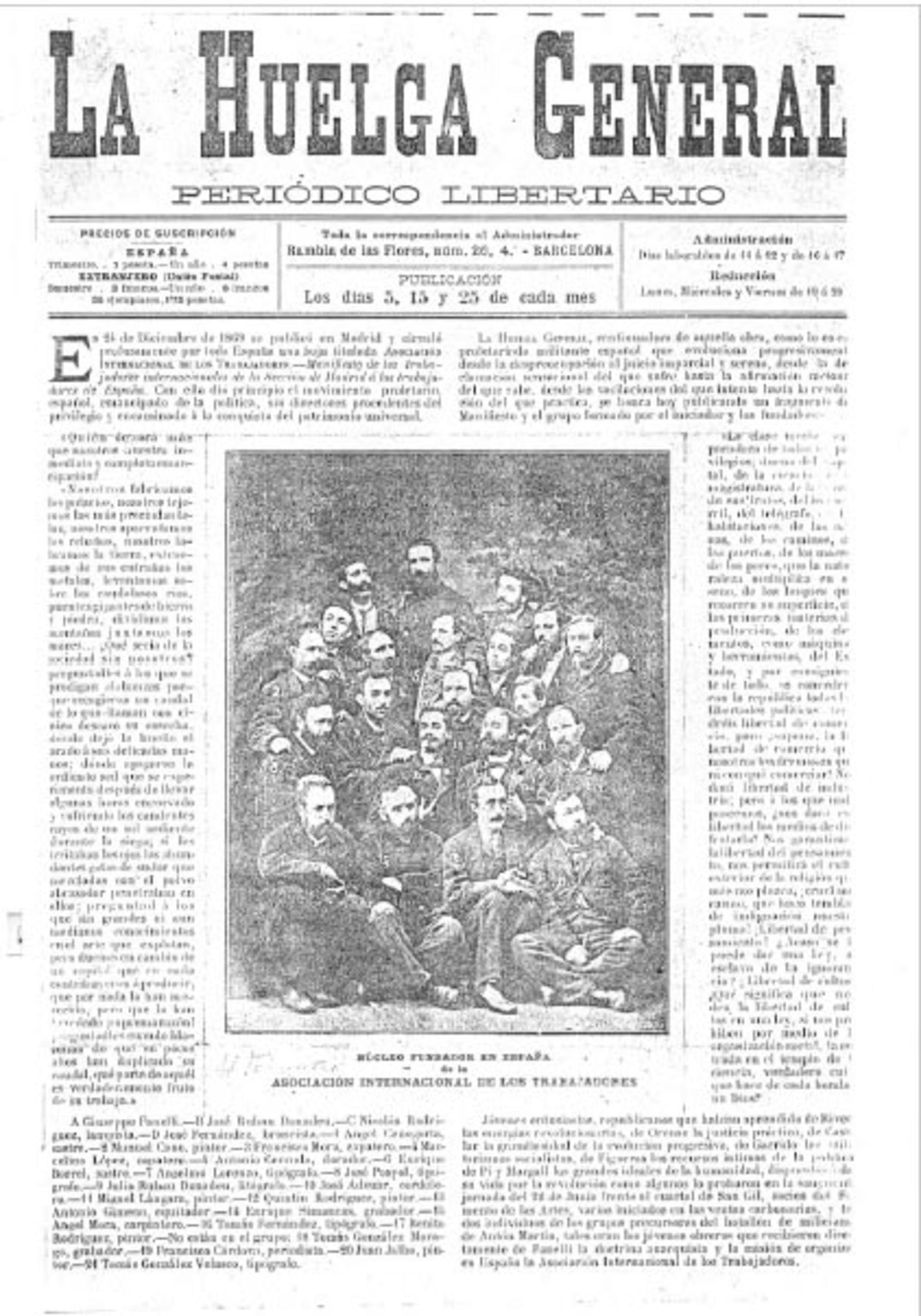 Primera publicación de la fotografía del núcleo organizador en España.