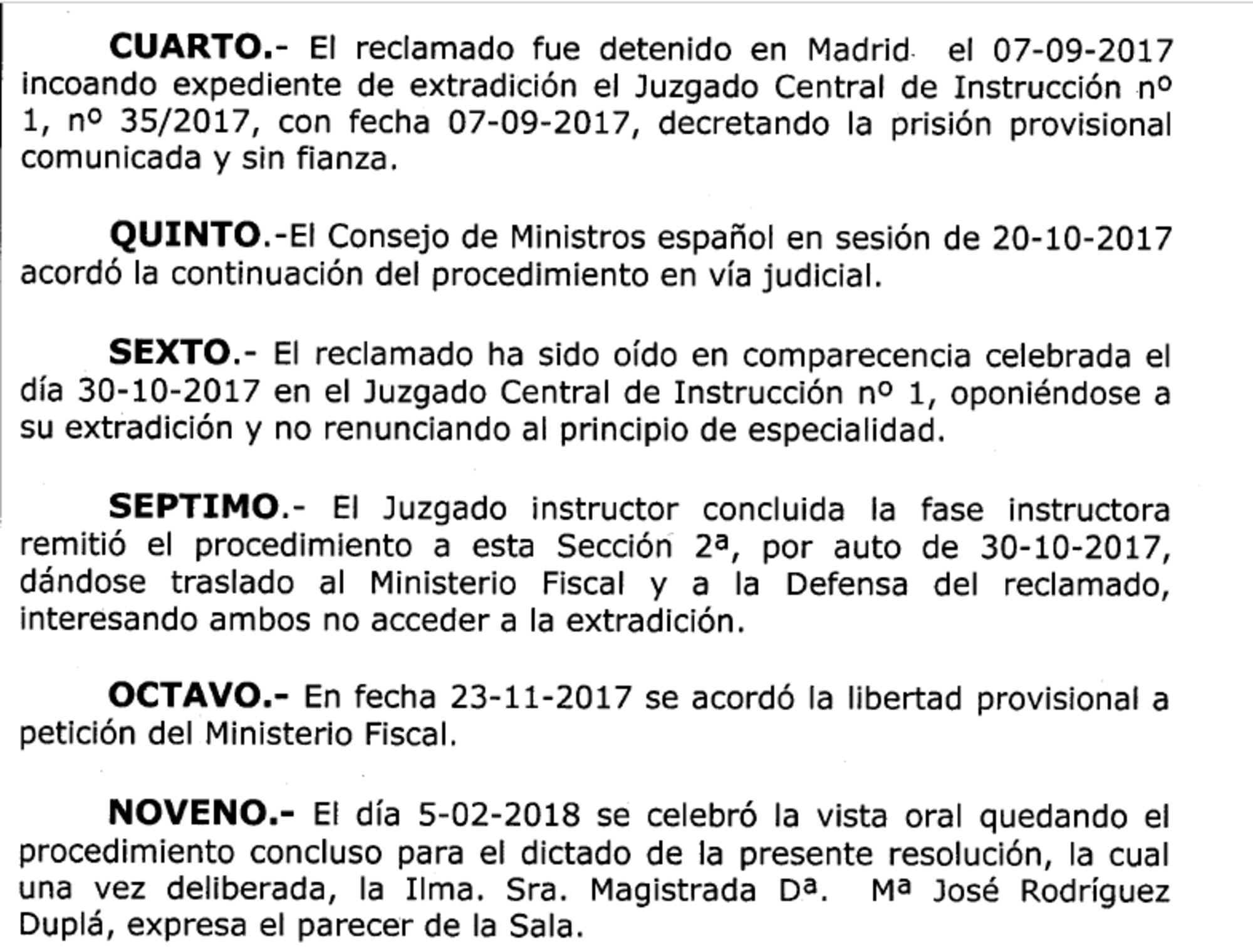 Auto extradición Eduardo Ferro