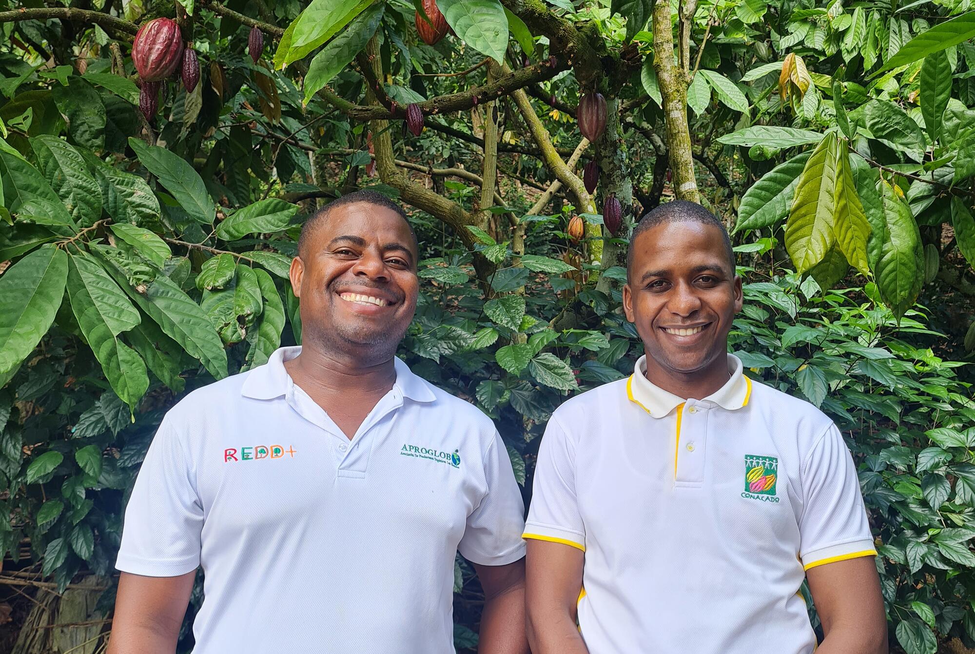 Plantación familiar de cacao propiedad de Loker Payano Serverino (técnico agrícola de Conacado, cooperativa financiada por Oikocredit) en Los Botados, región de Monte Plata, República Dominicana.