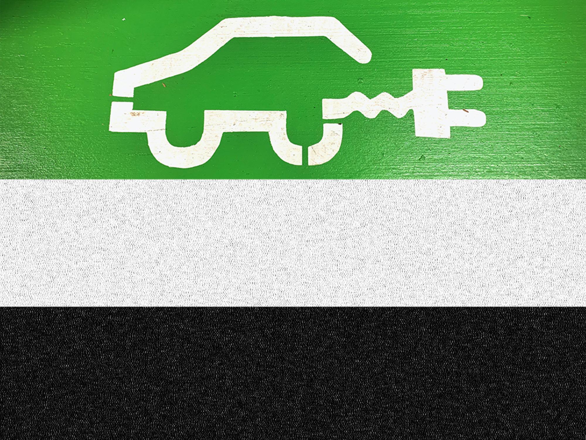 Bandera Extremadura coche eléctrico