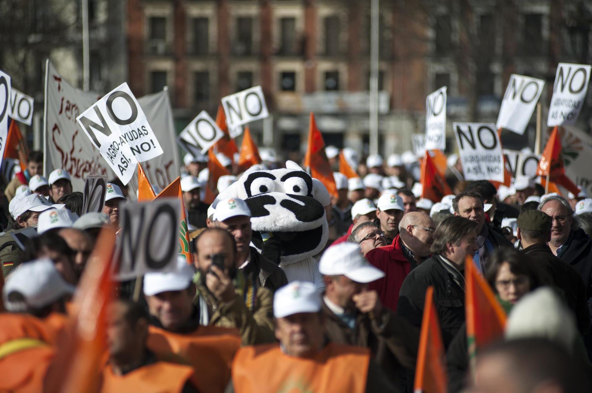 Manifestación de agricultores y ganaderos en Madrid en el año 2014