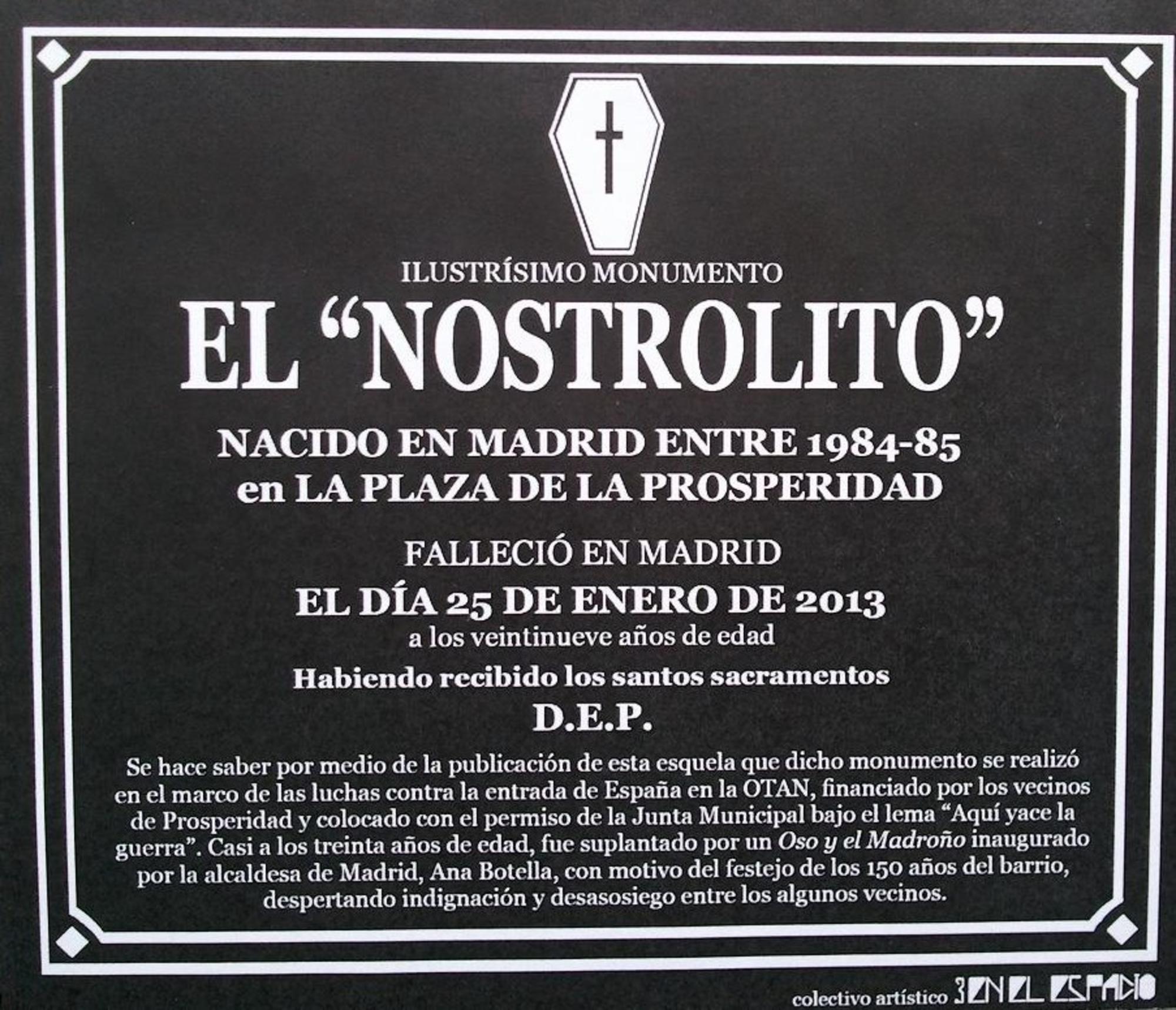 Nostrolito. Esquela