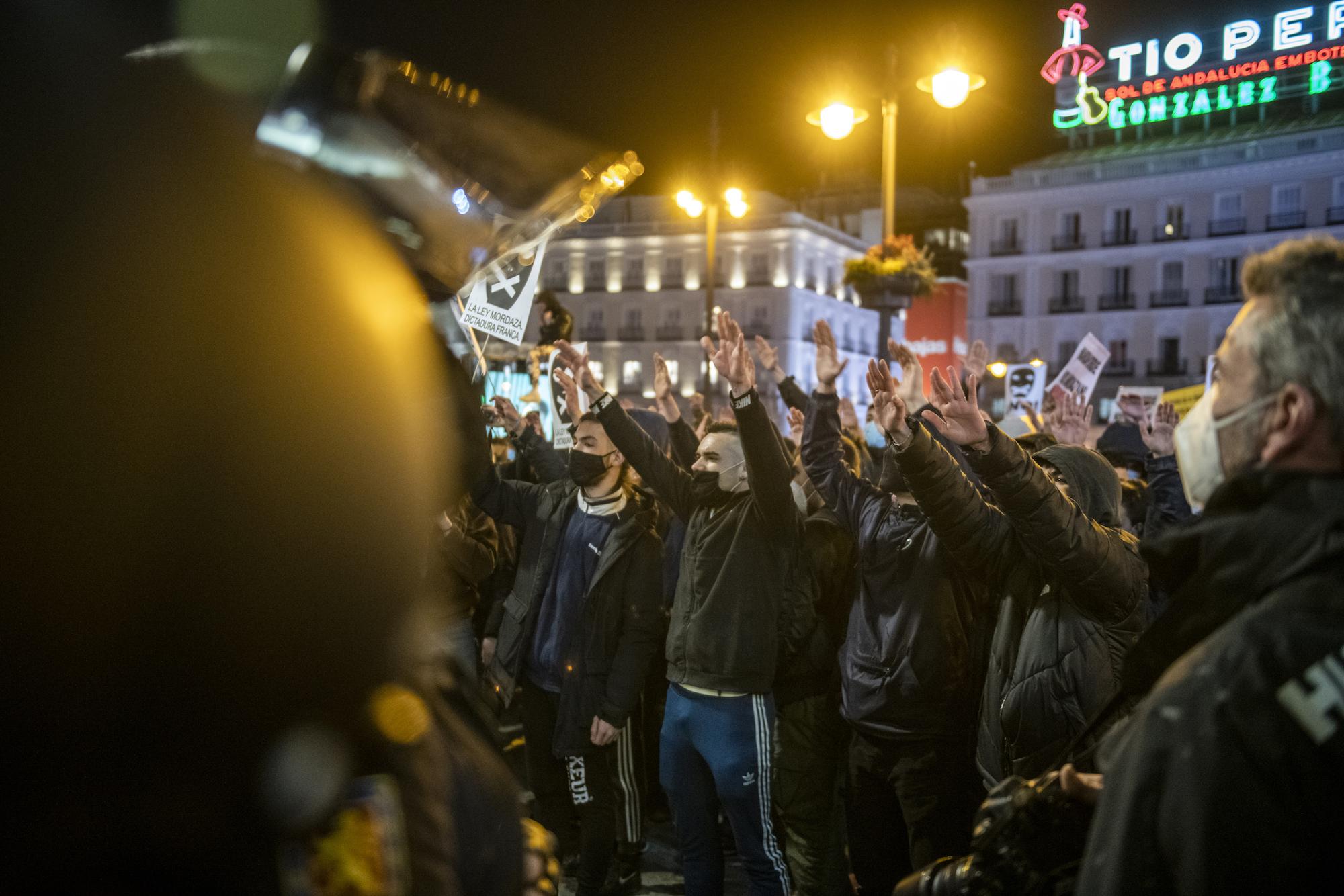 Manifestación en Madrid contra el encarcelamiento del rapero Pablo Hasél. - 8