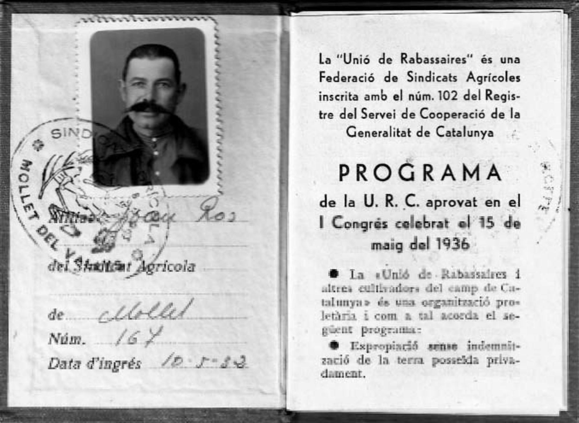 Carnet de la Unio de Rabassaires