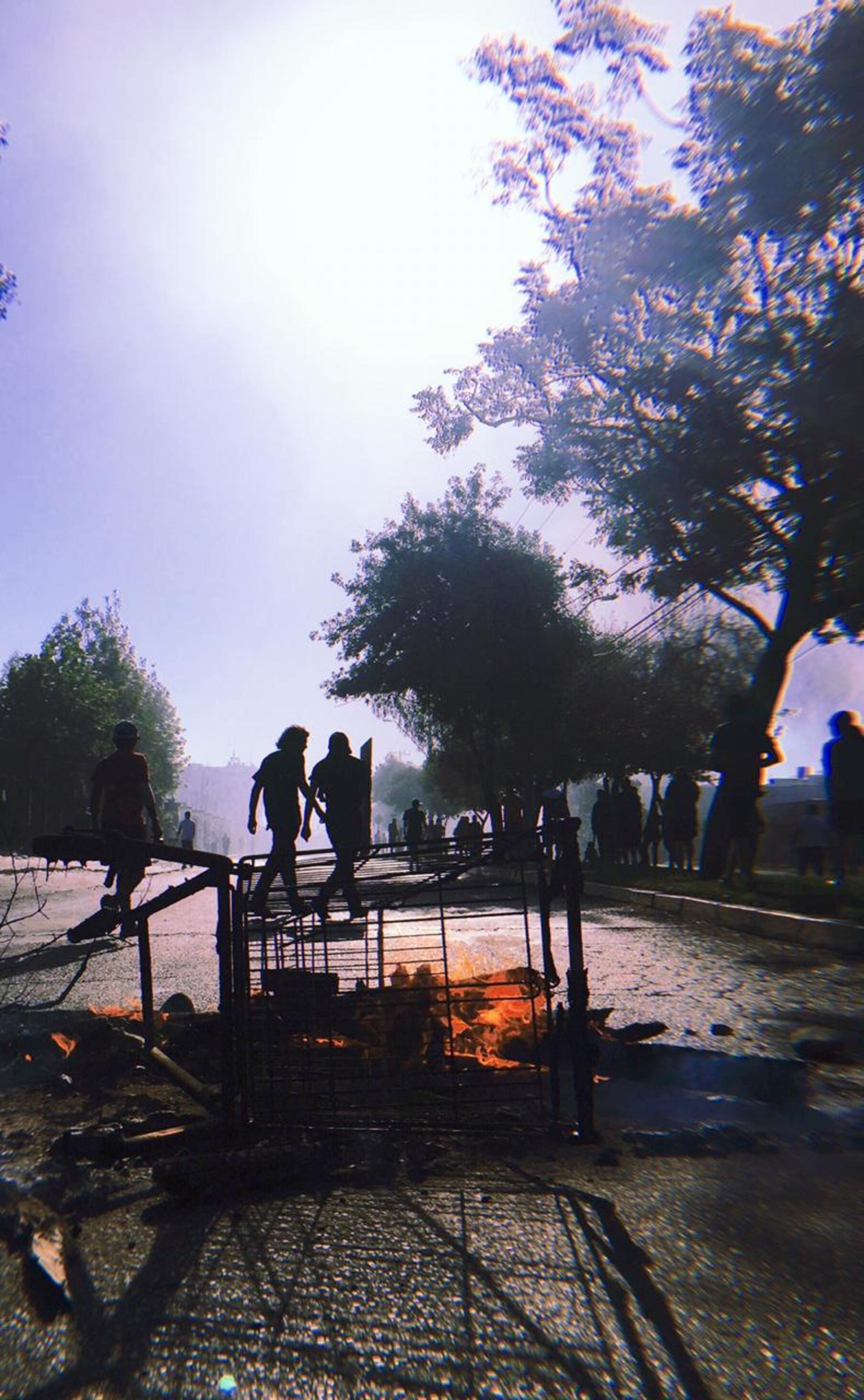 Barricada en Puente Alto. Jorge Mora