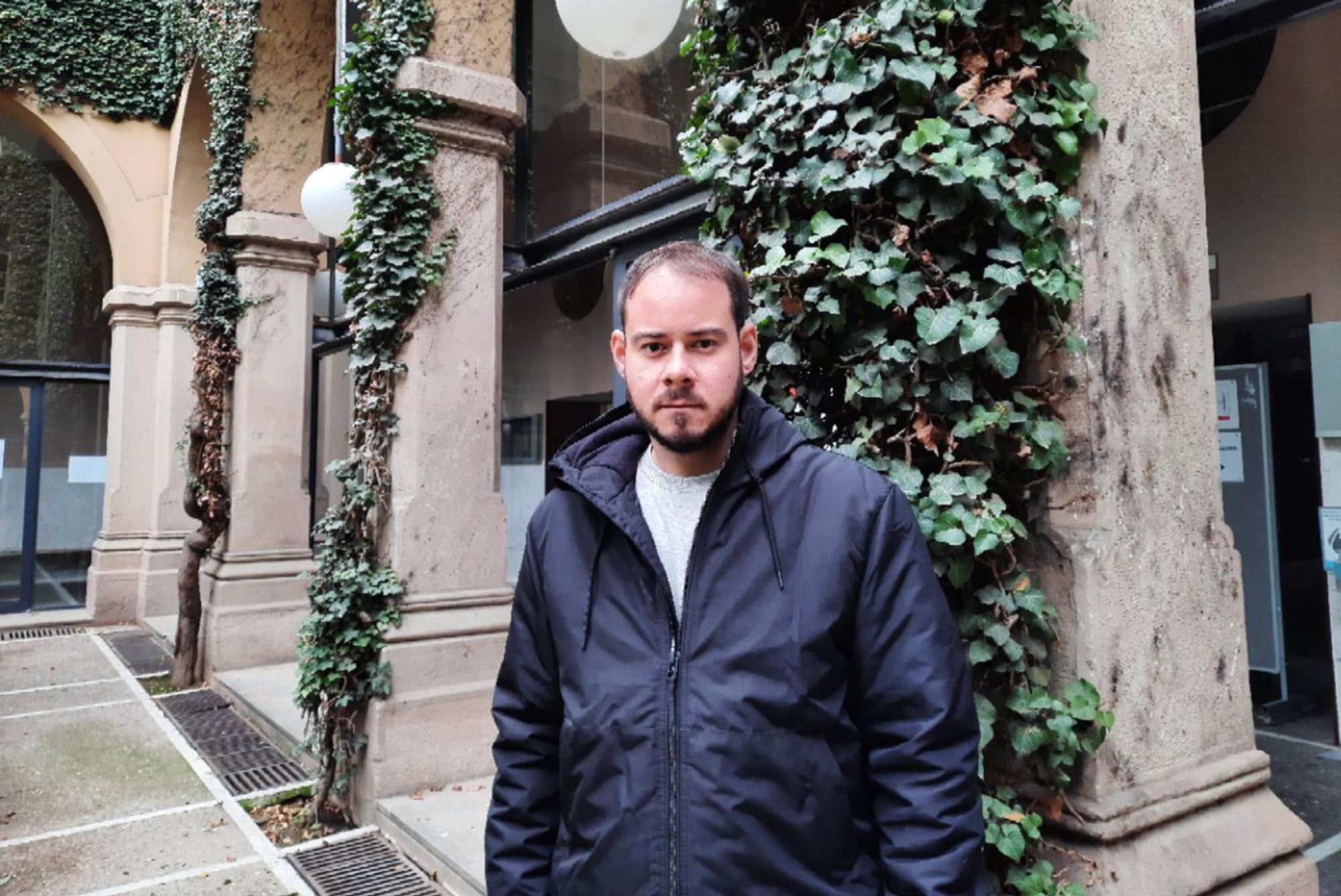 Pablo Hasél en el rectorado de la Universitat de Lleida.