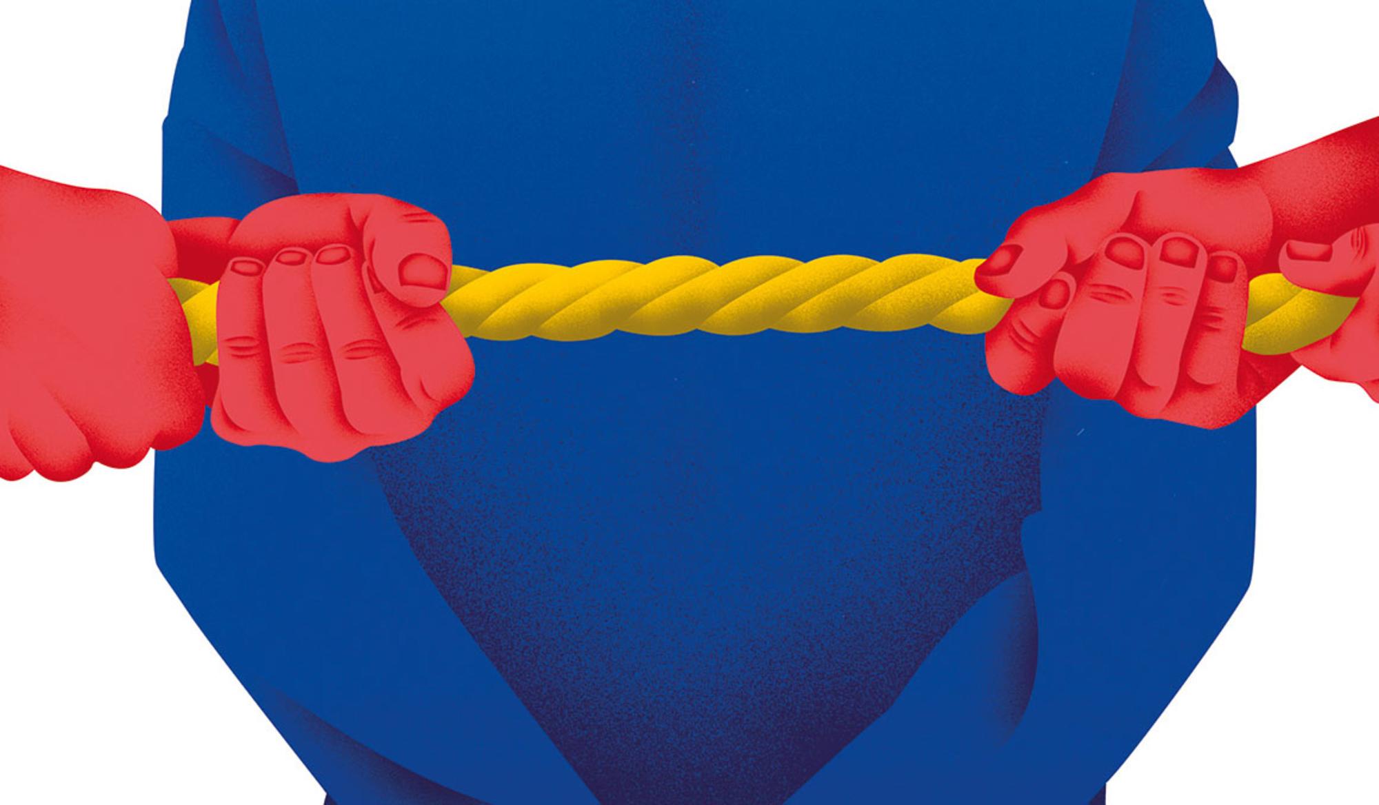 Ilustración de Leo Sousa sobre la UE, Cataluña y España