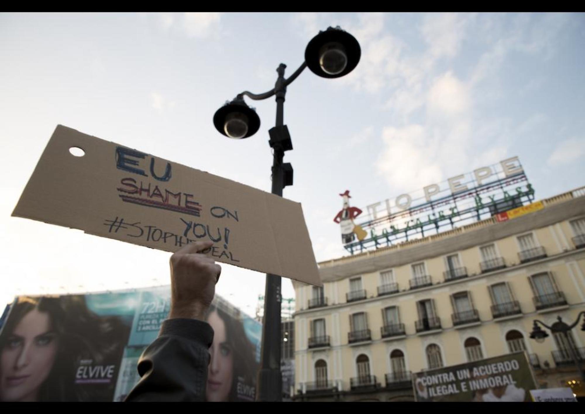 Manifestación refugiados en Madrid UE-Turquía