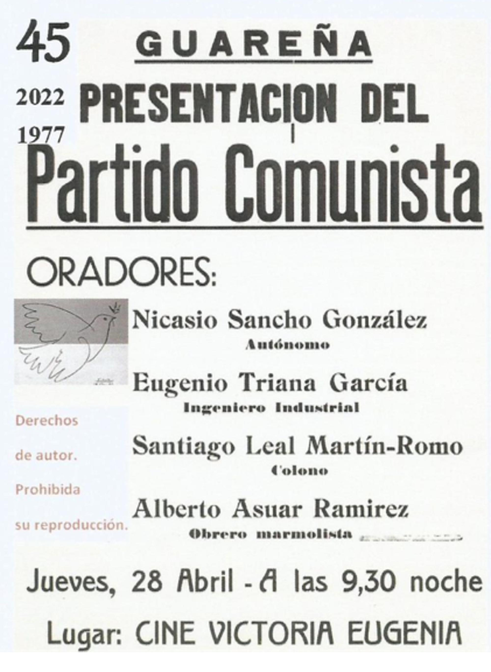 Cartel presentación PCE Guareña