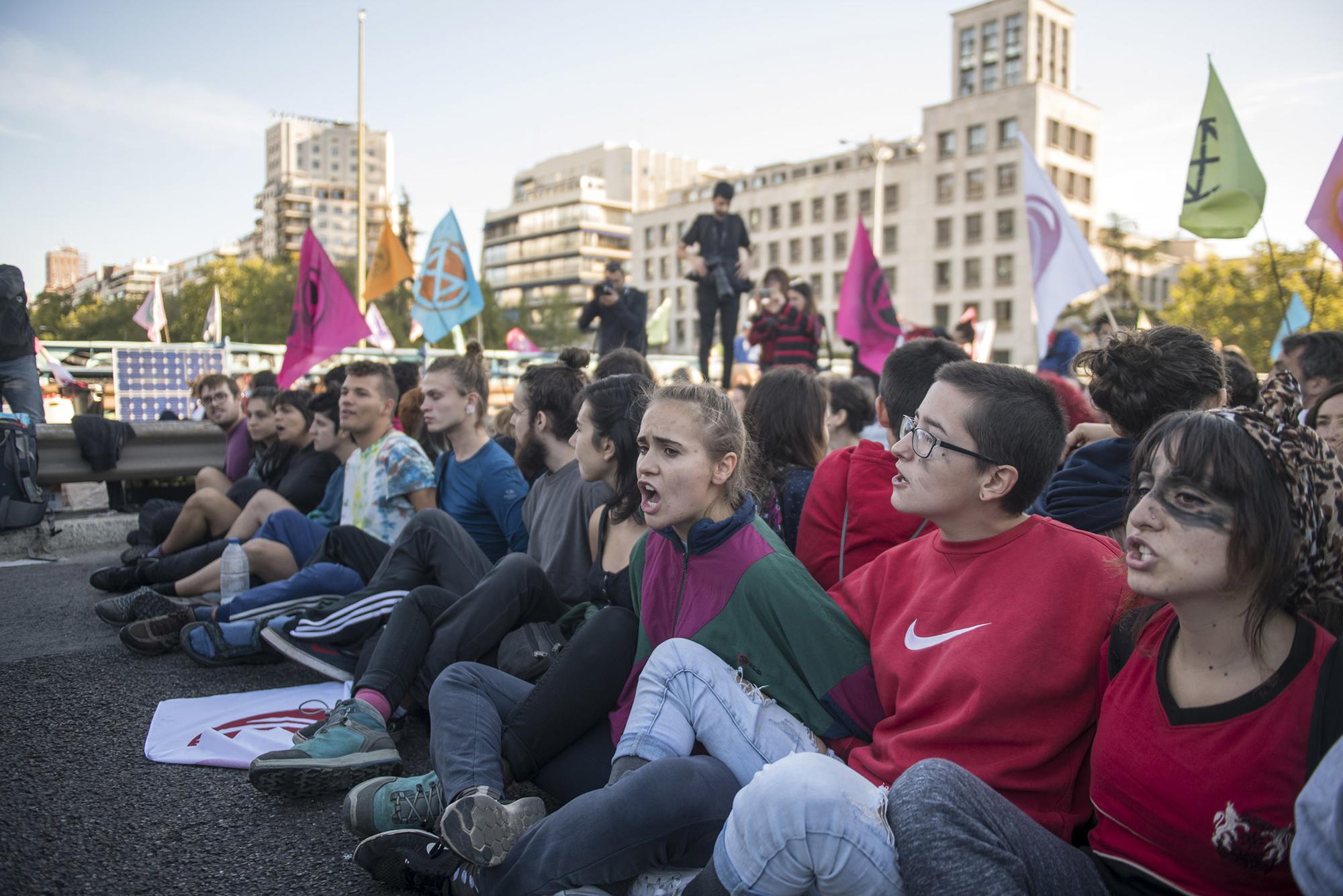 Acción de Extinction Rebellion en el Paseo de la Castellana, Madrid