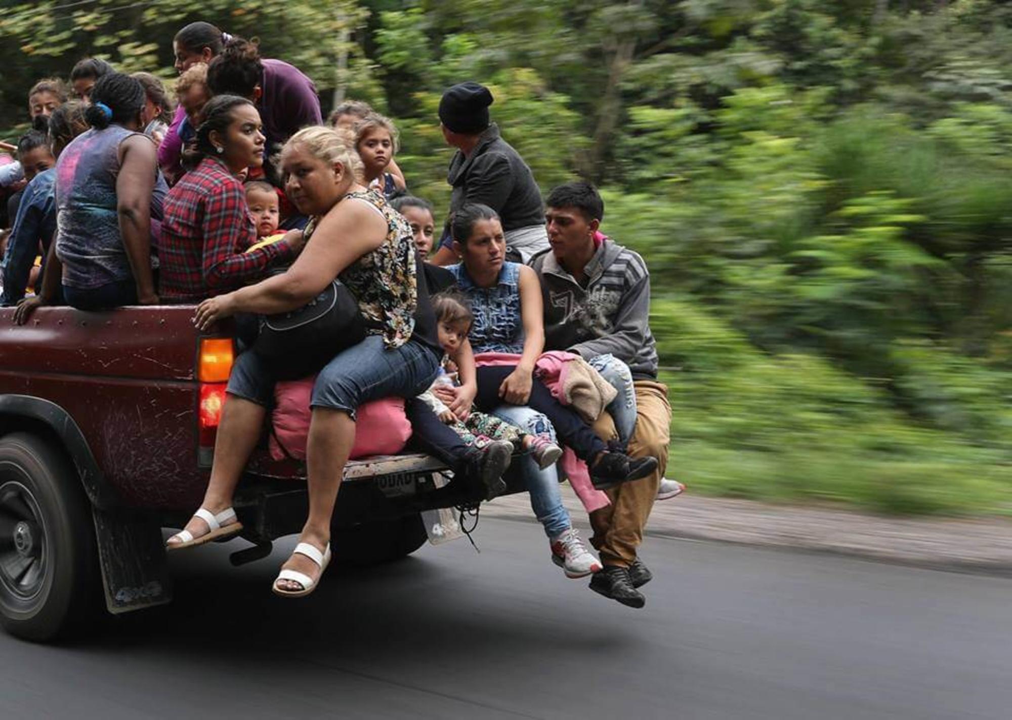 Integrantes de la caravana migrante