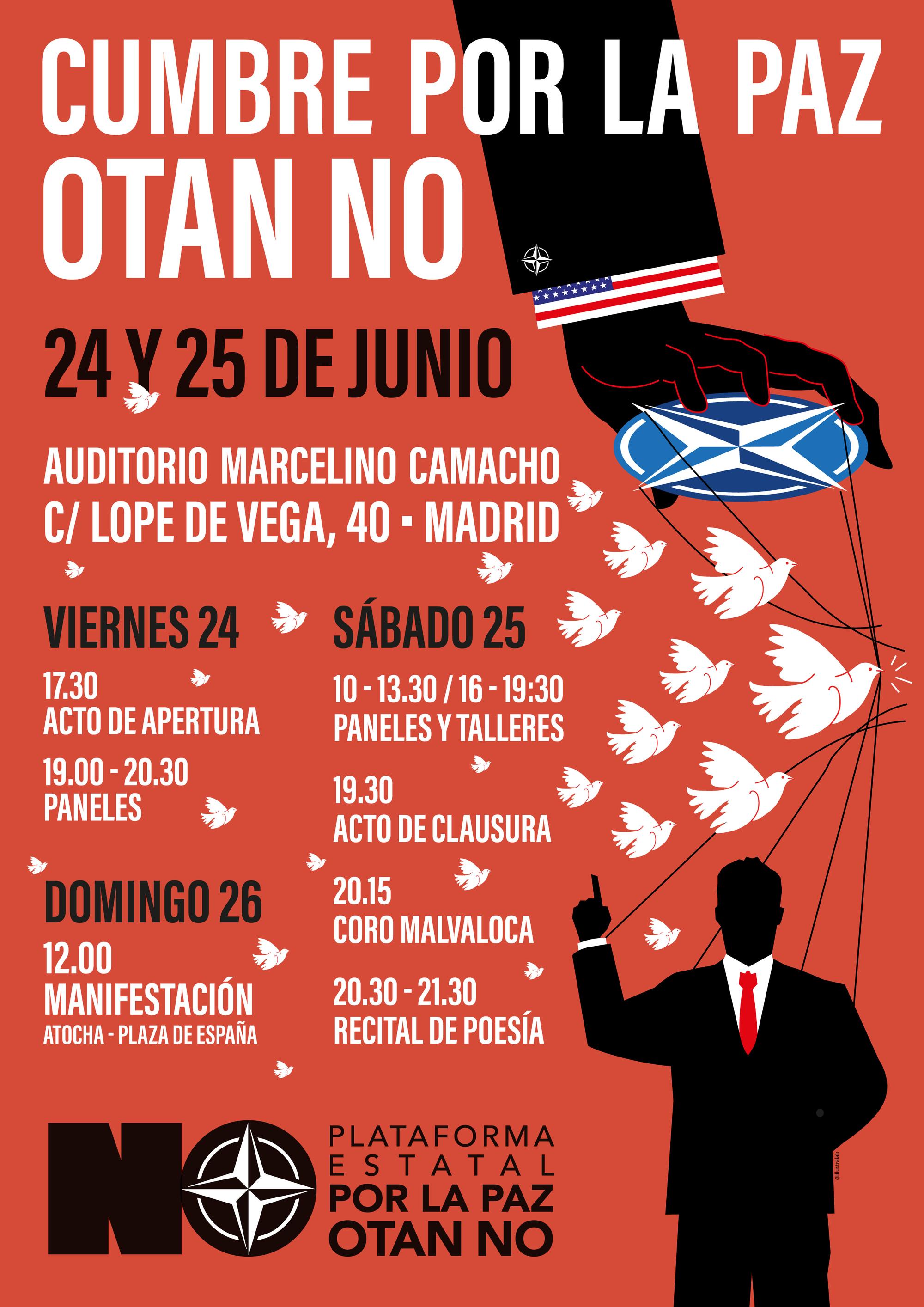 Cartel Cumbre por la Paz OTAN NO, 24-25 junio 2022