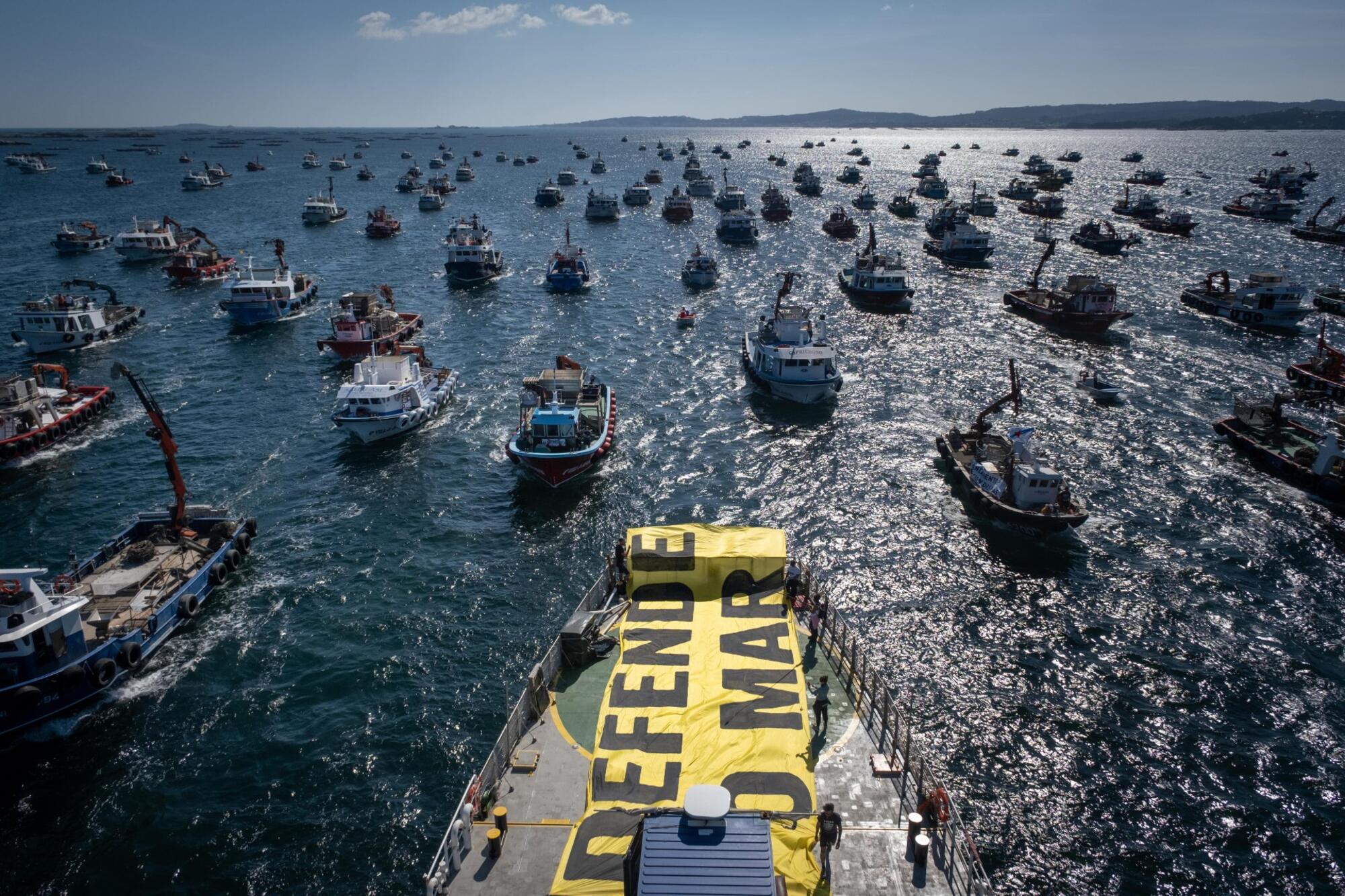 Flotilla reivindicativa en Vilagarcía de Arousa