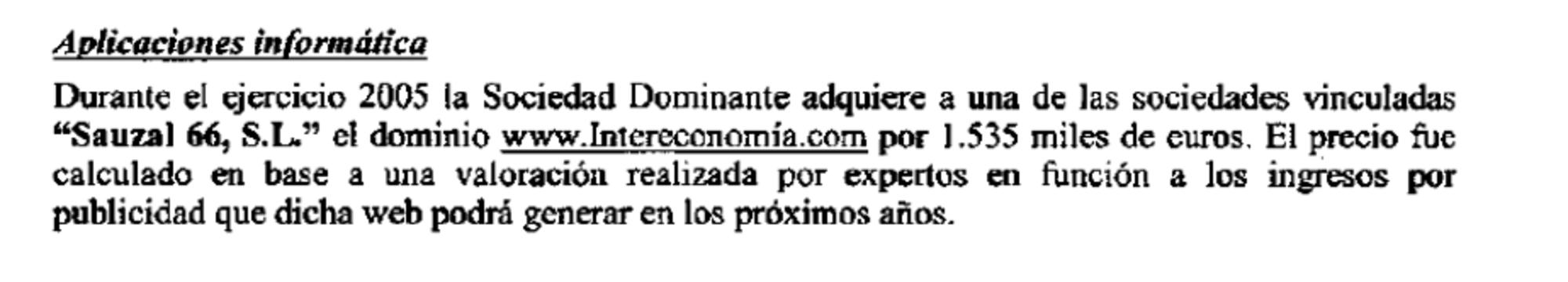 Cuentas Intereconomía 2005 compra dominio