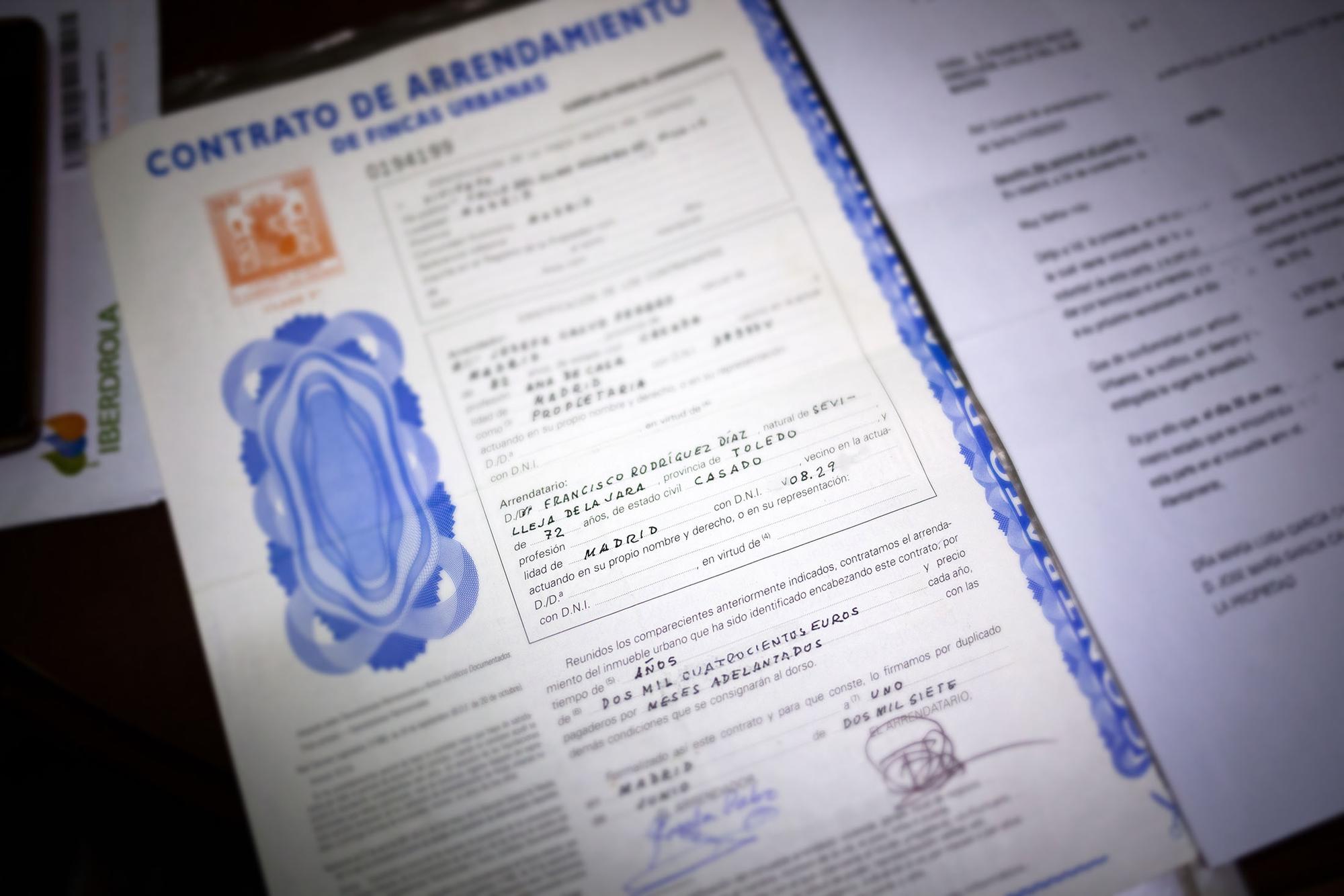 Contrato de alquiler de Francisco Rodríguez