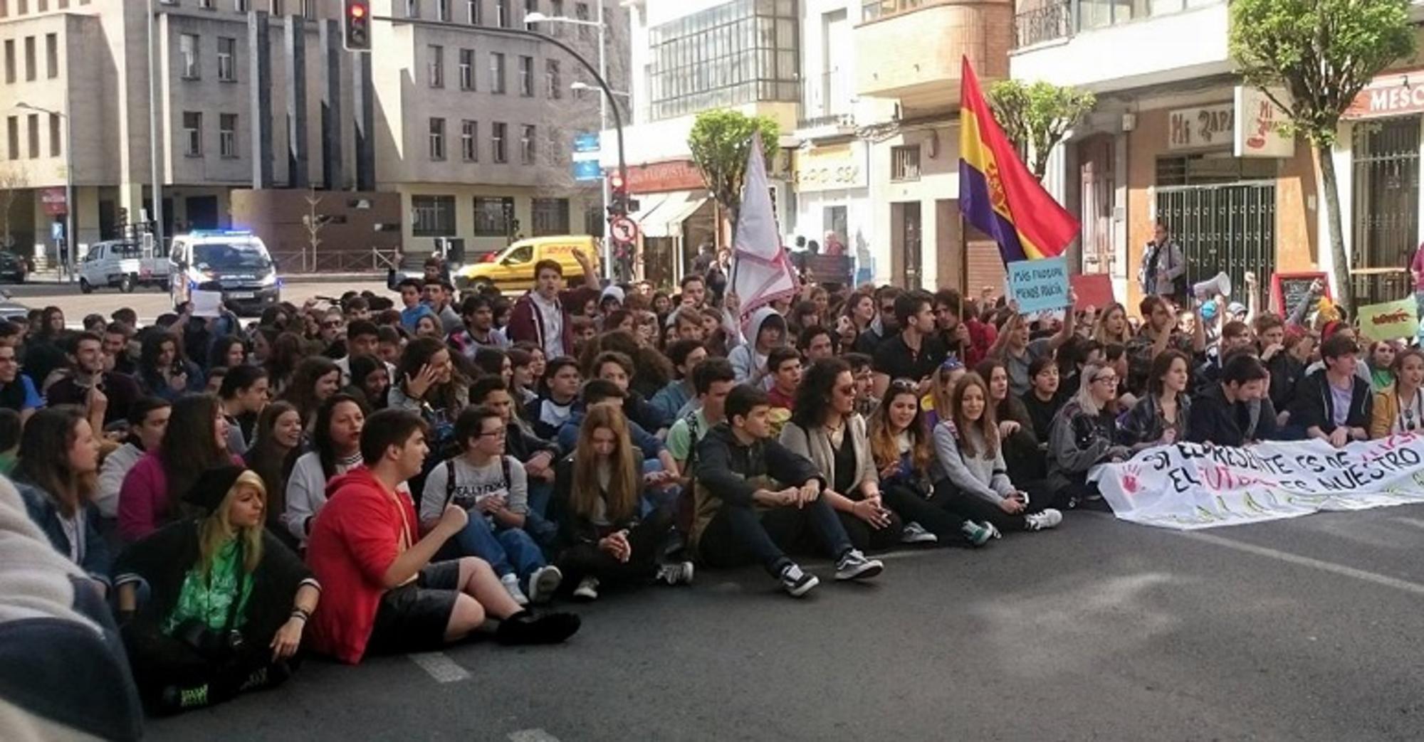 Manifestación de estudiantes en Badajoz