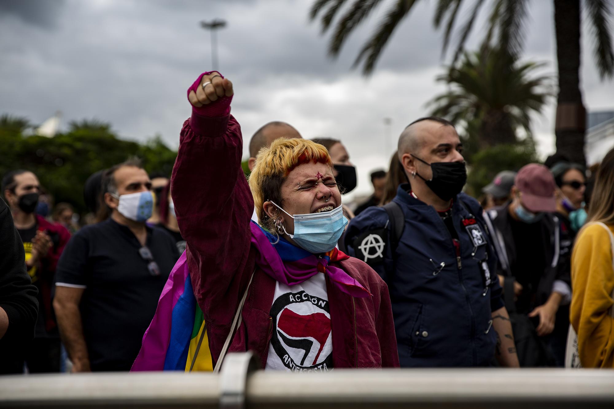 concentración contra el mitín de VOX en el Parque Santa Catalina en Las palmas de Gran Canaria.  - 8