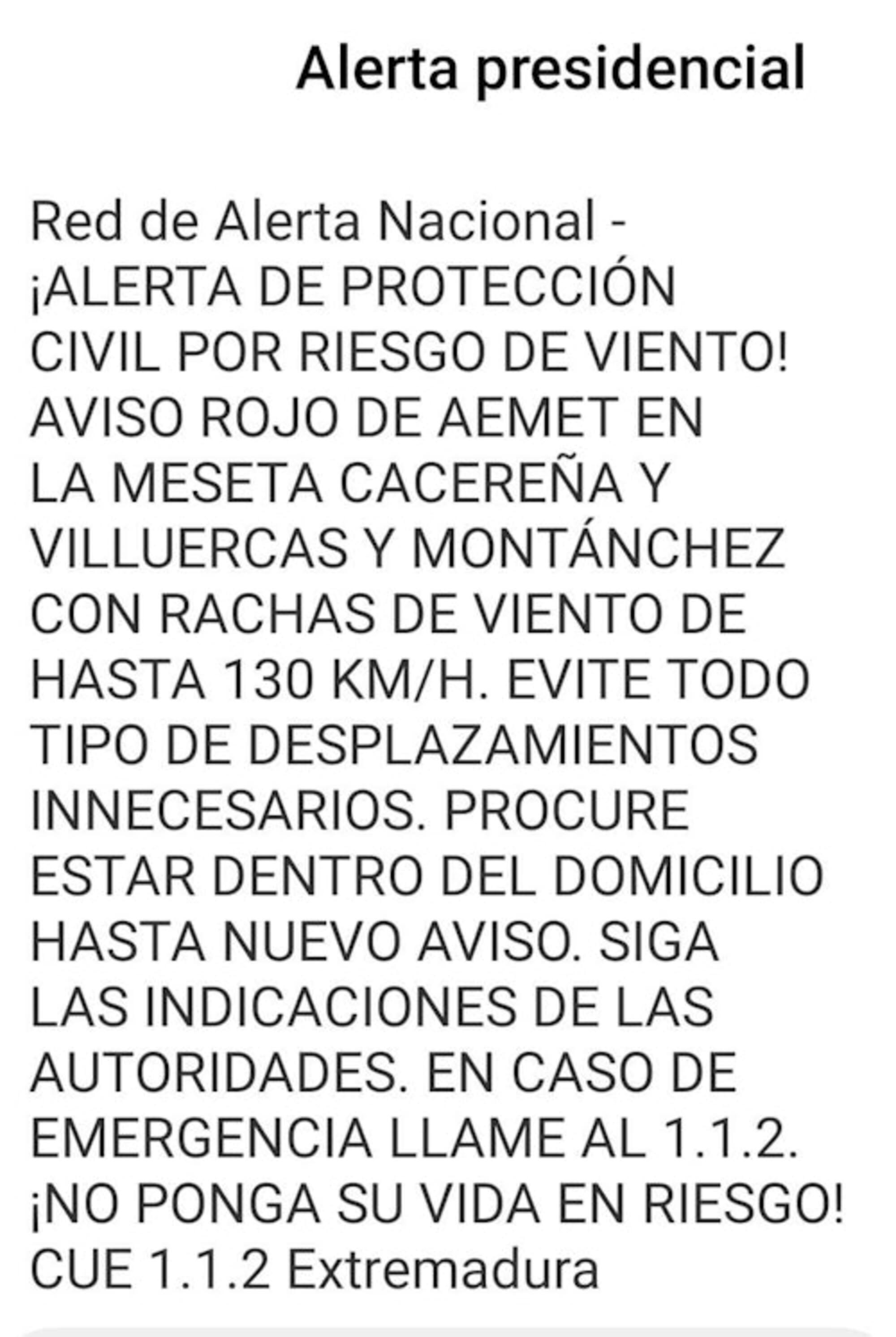 Alerta SMS Extremadura