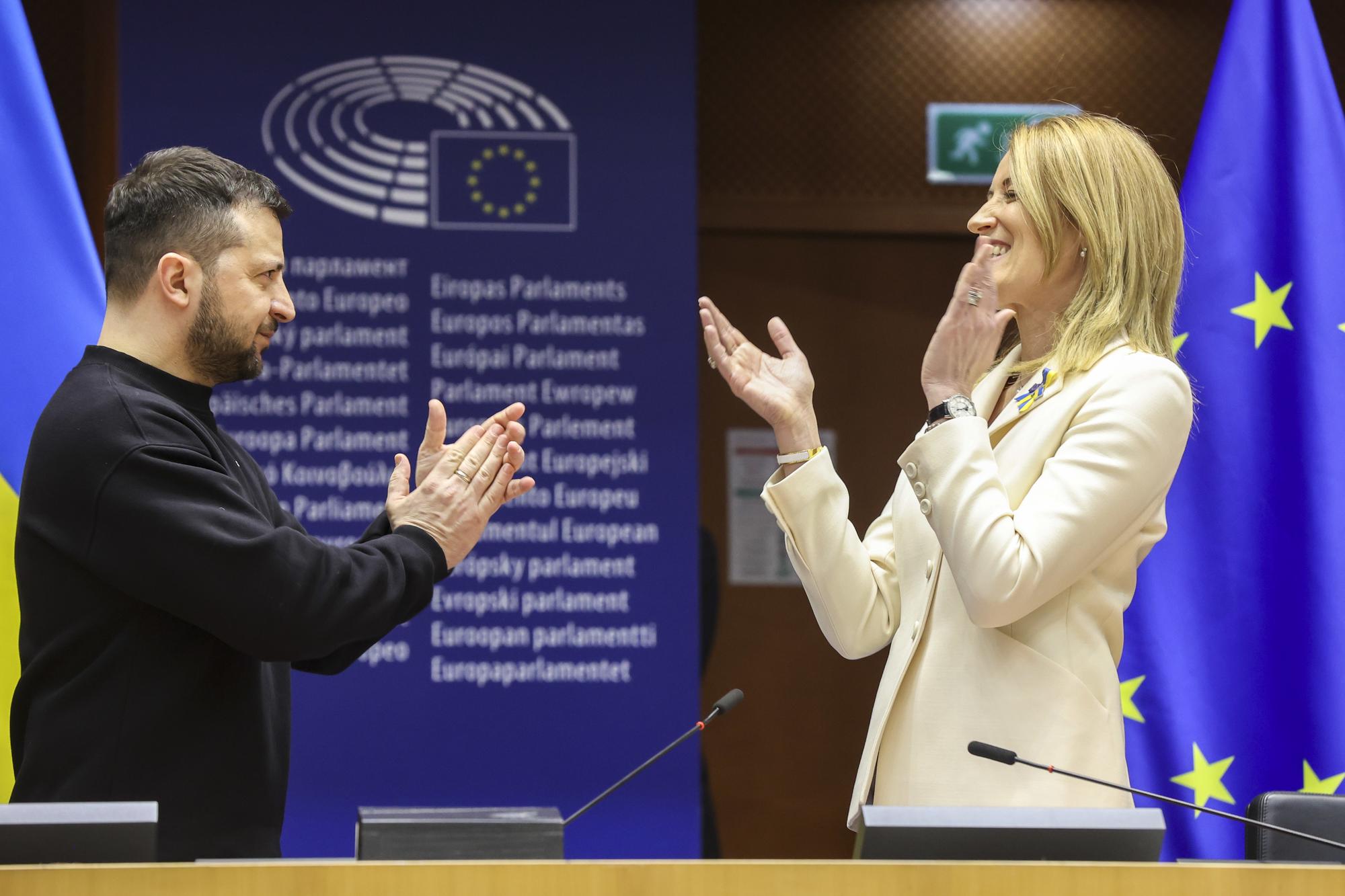 Metsola Zelenski Parlamento Europeo