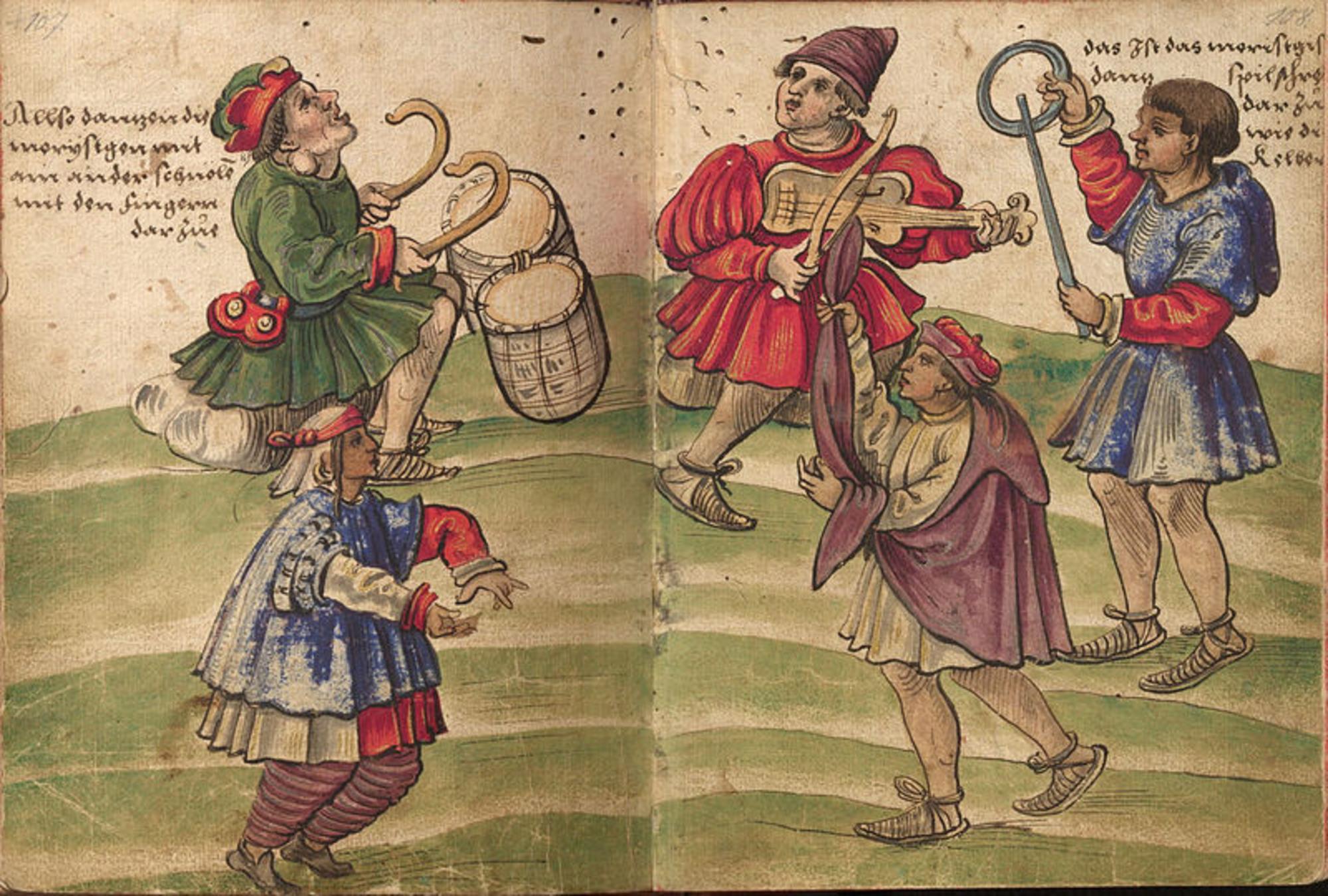 "Danza morisca". Dibujo de Christoph Weiditz (1529)
