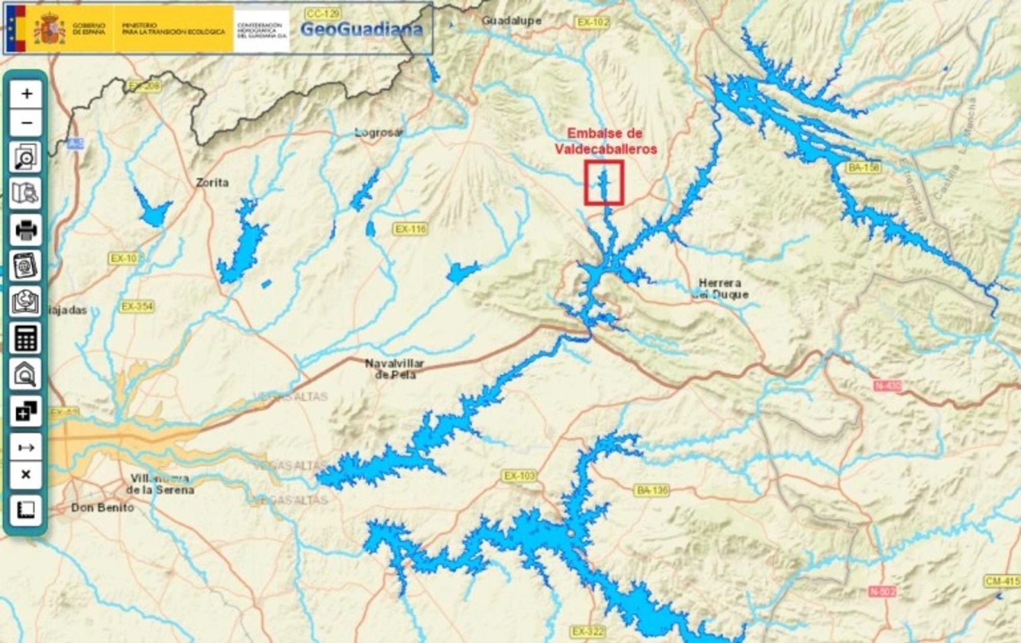 Valdecaballeros embalse 2 mapa general