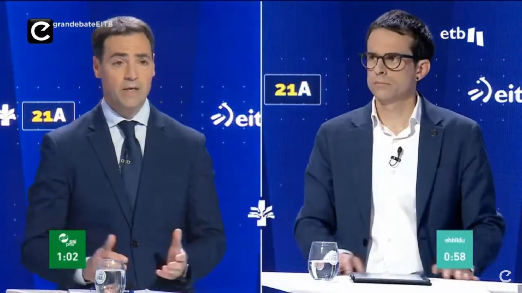 Imanol Pradales y Pello Otxandiano, en el debate de ETB2