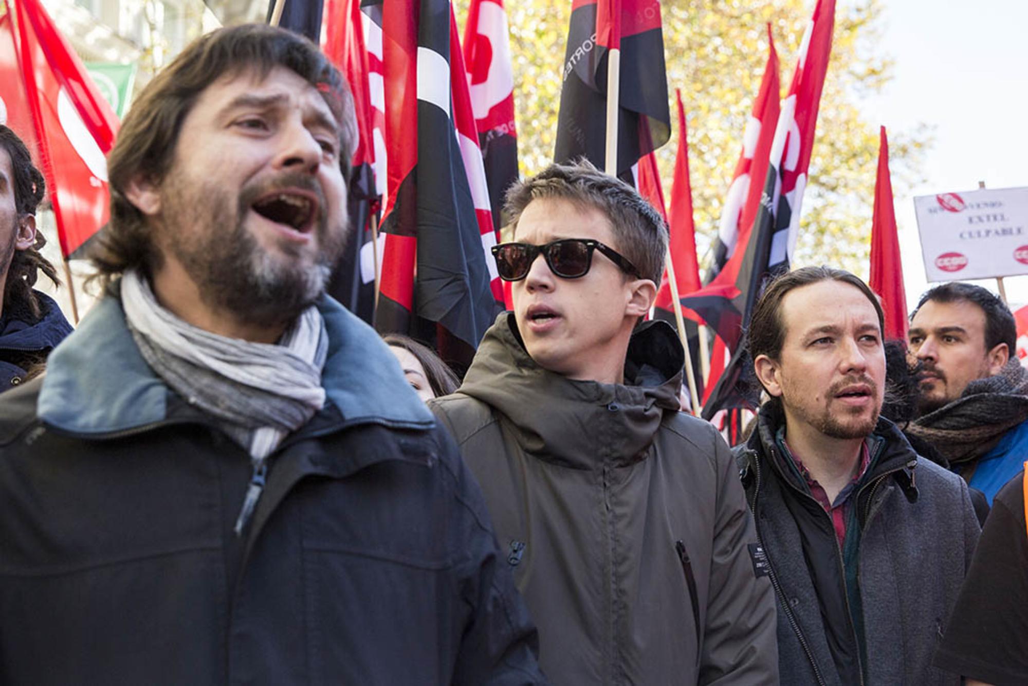 Rafa Mayoral, Íñigo Errejón y Pablo Iglesias.