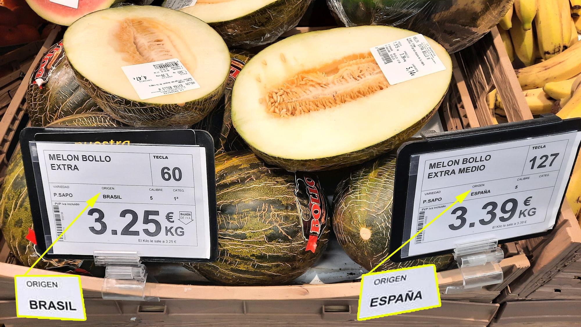 melones etiquetado engañoso