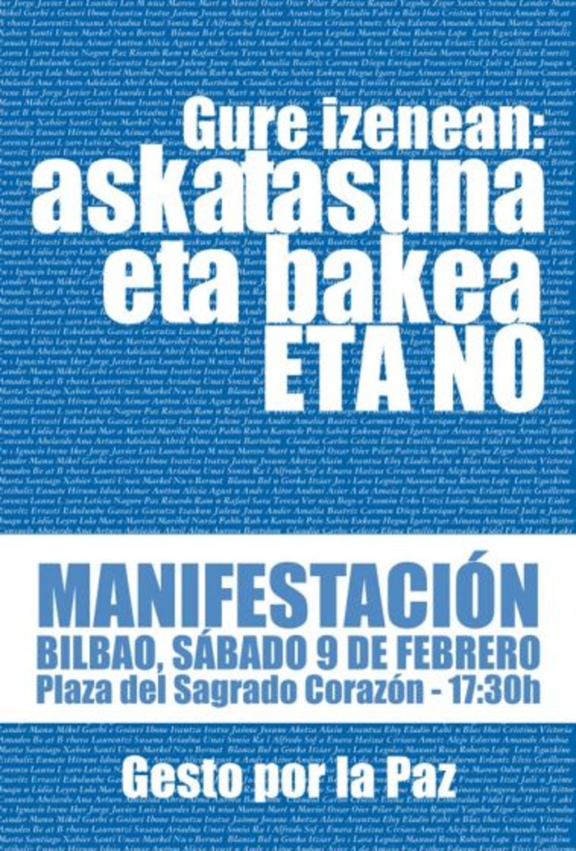 Cartel manifestación contra ETA