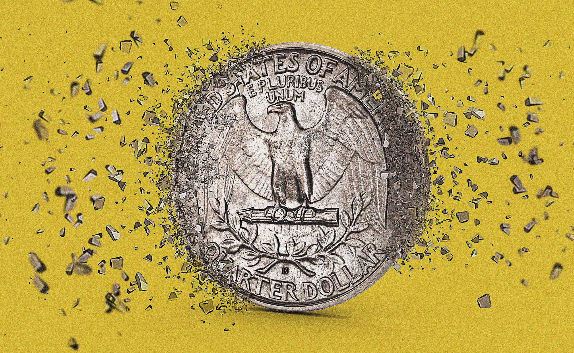 Montaje dolar explotando
