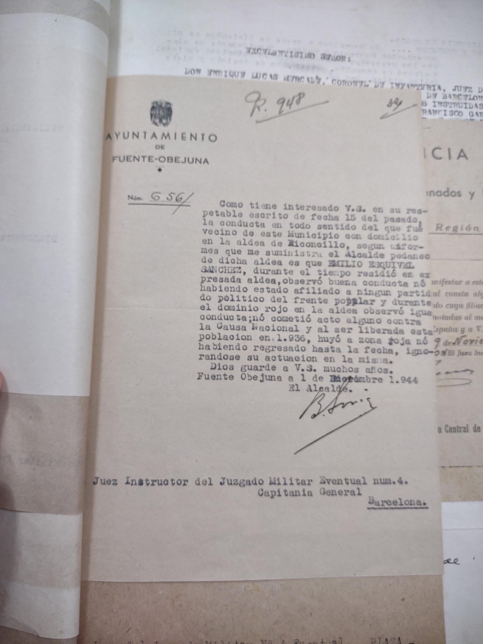 Informe del Ayuntamiento de Fuente-Obejuna Emilio Esquivel