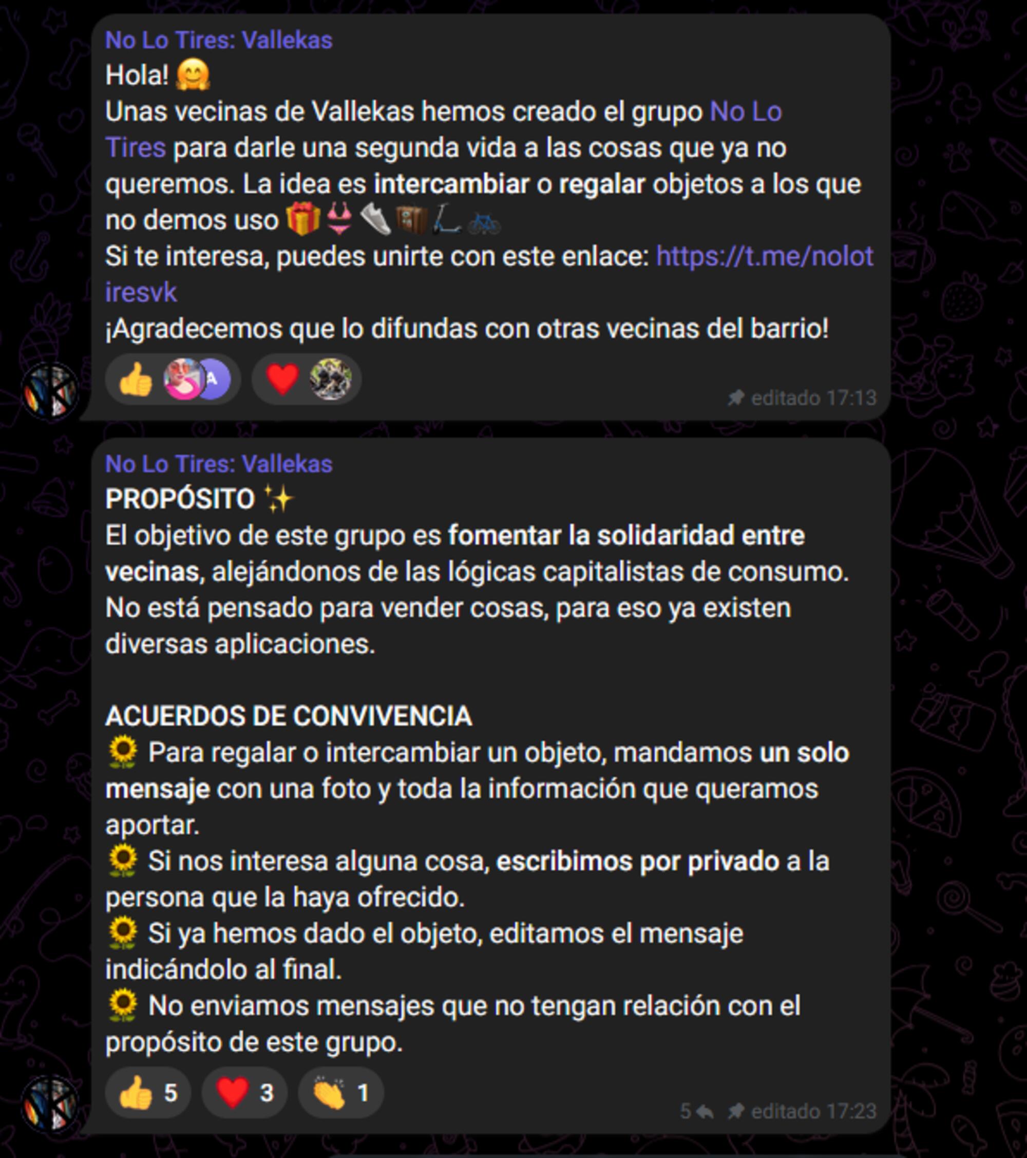 Acuerdos de convivencia del grupo «No lo tires Vallekas»