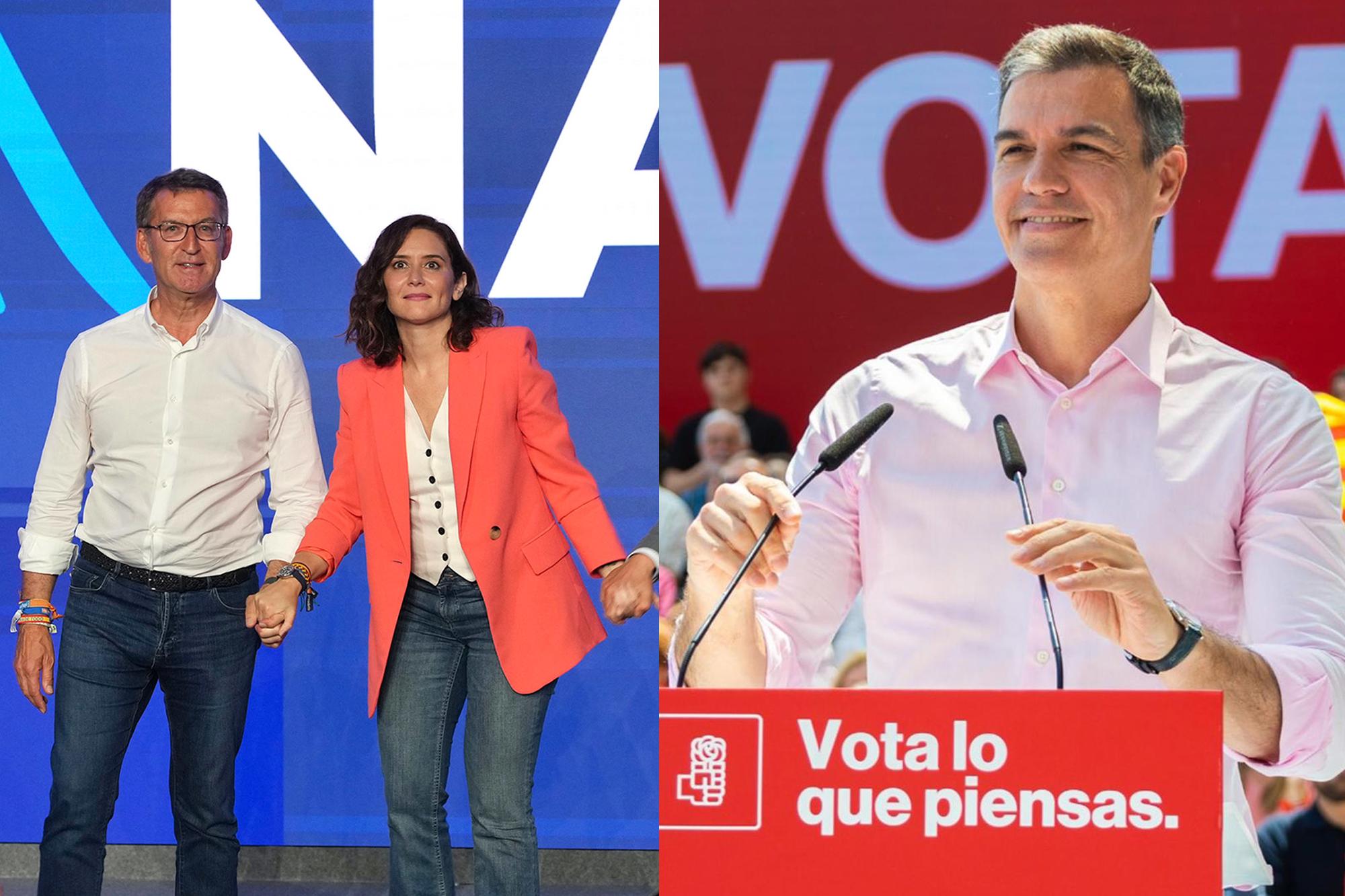 Sánchez, Ayuso y Feijóo