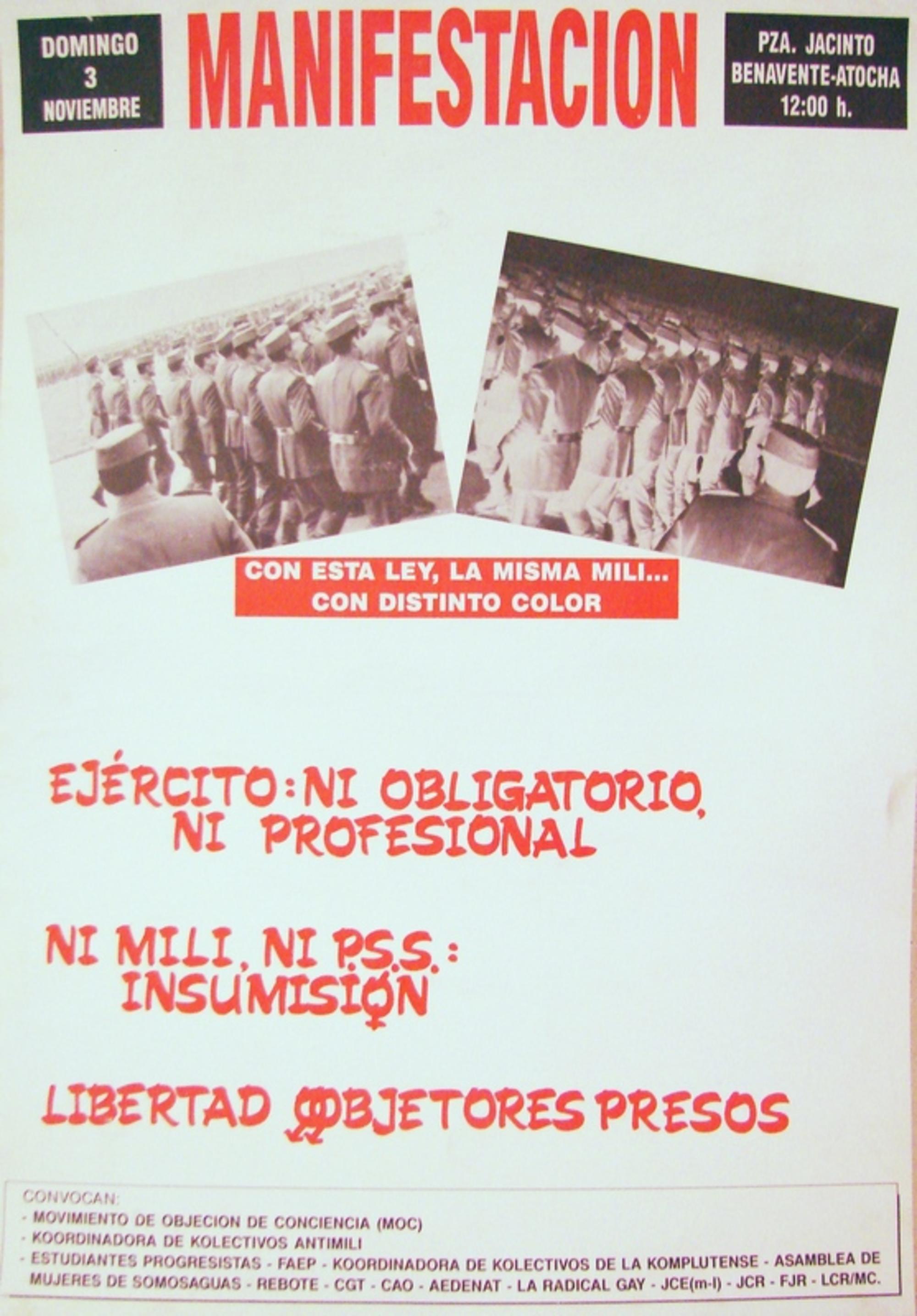 Cartel antimilitarista de los años 90