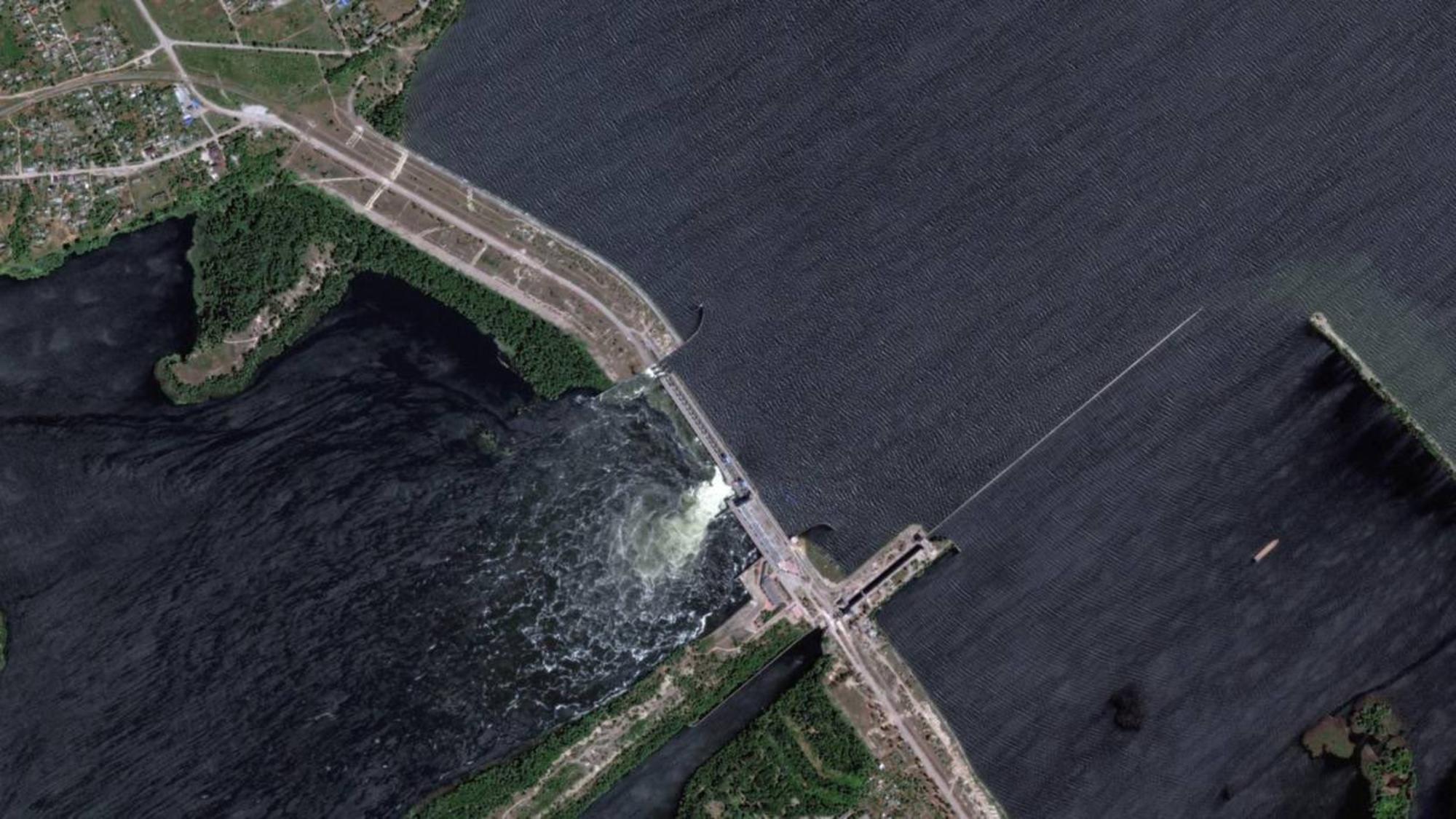 Imagen de satélite de la presa de Nova Kajovka