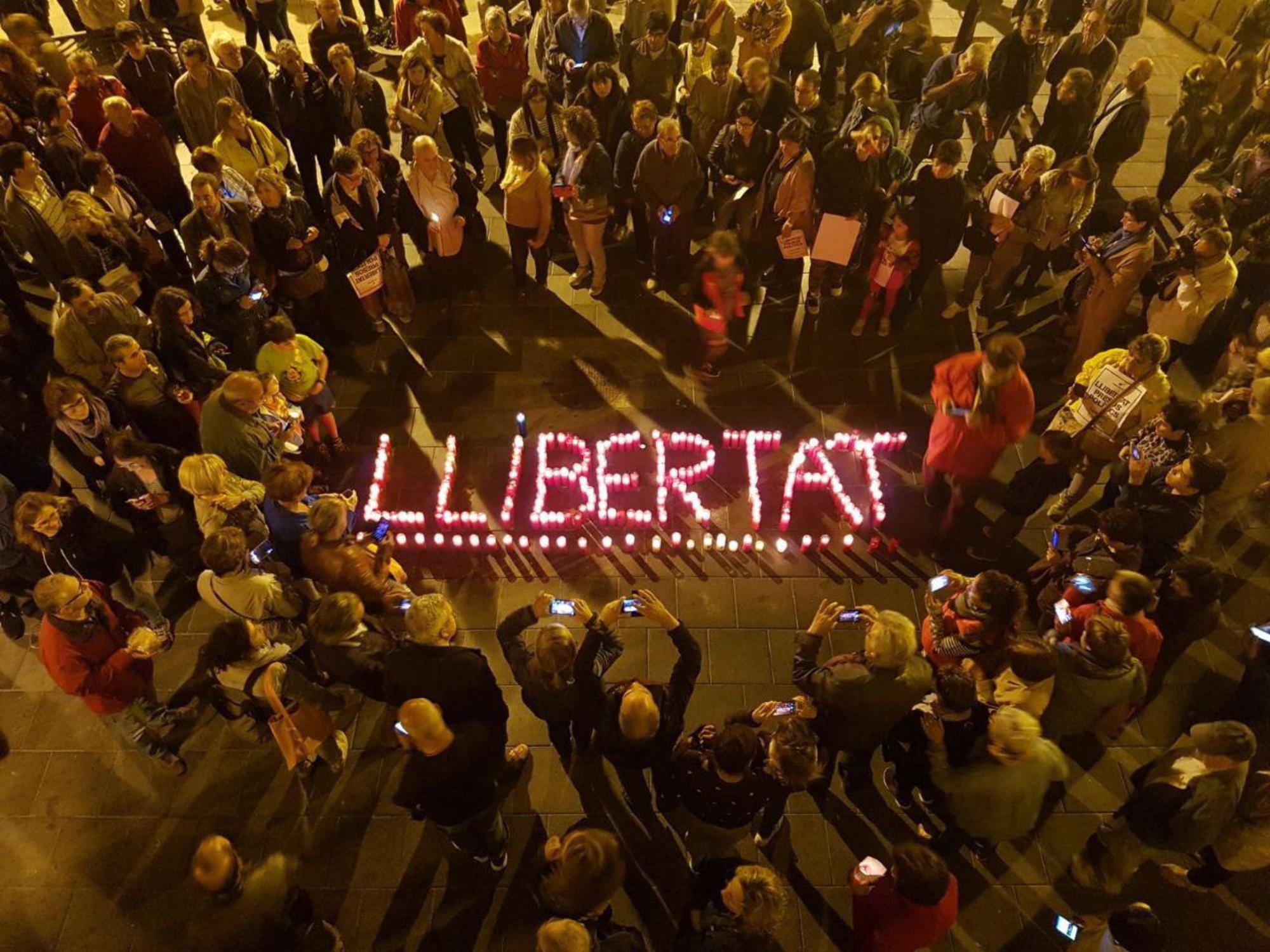 Manifestación el 17 de octubre de 2017 en Guissona (Gerona)