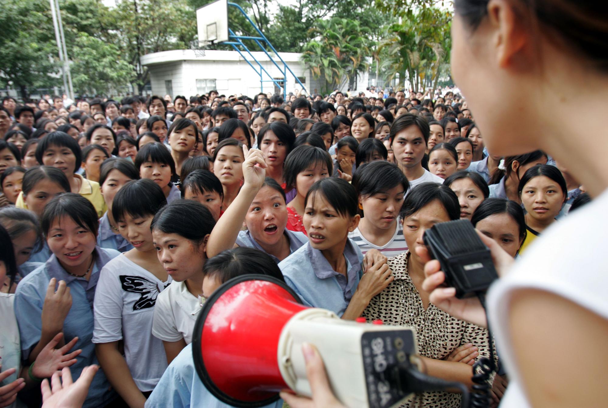 Manifestación en China fábrica