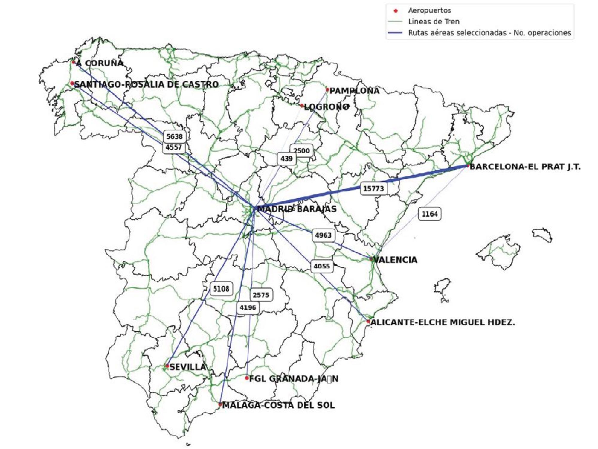 vuelos cortos mapa