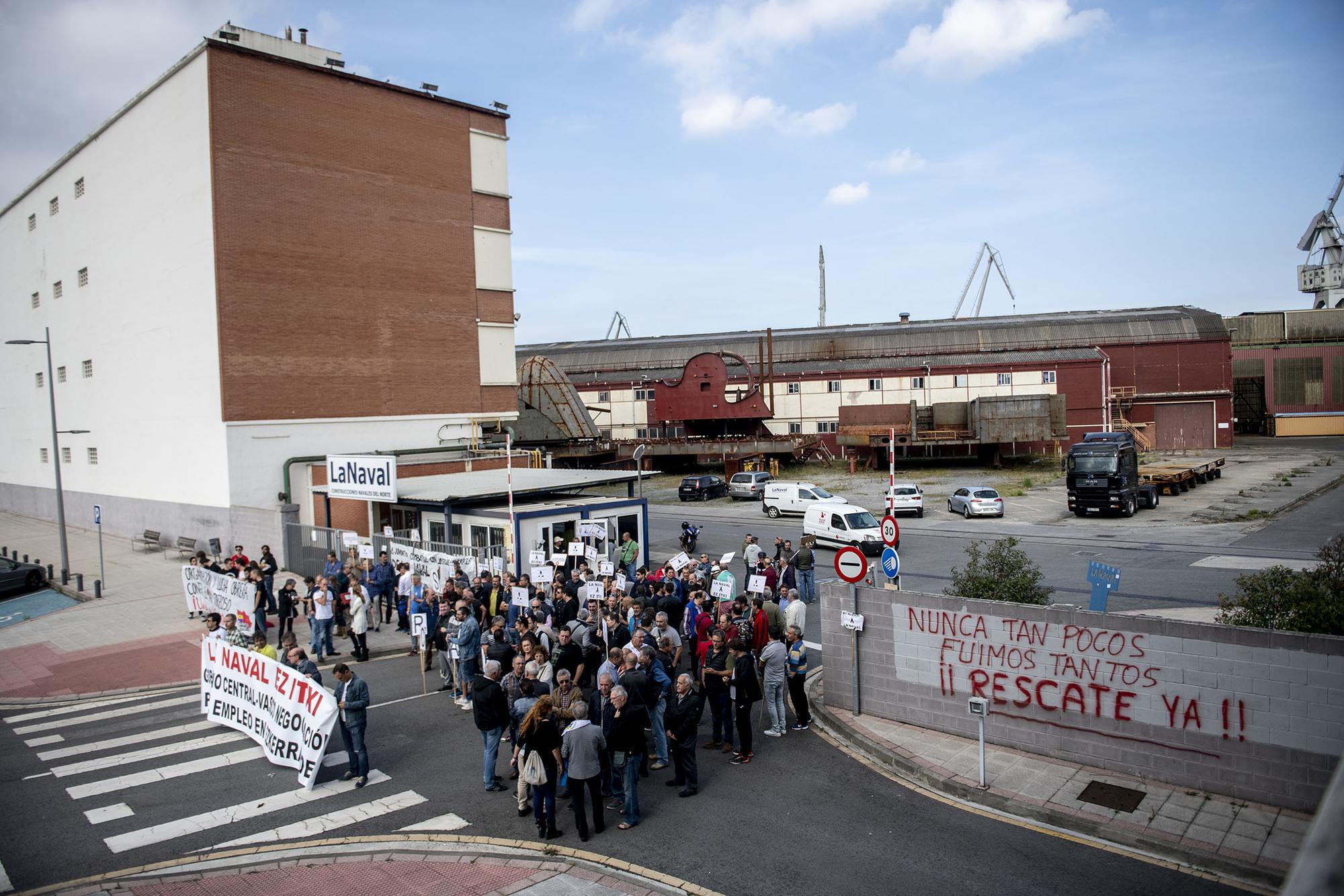 Protesta en La Naval, en Sestao.