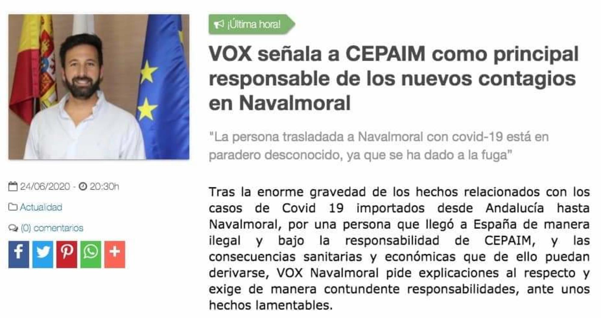 Vox acusa a CEPAIM