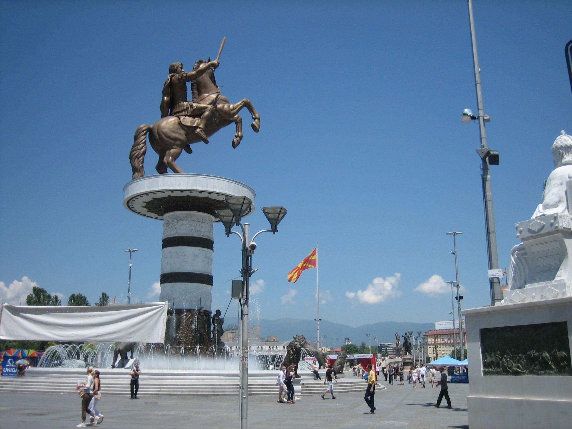 Estatua de Alejandro Magno en Skopje.