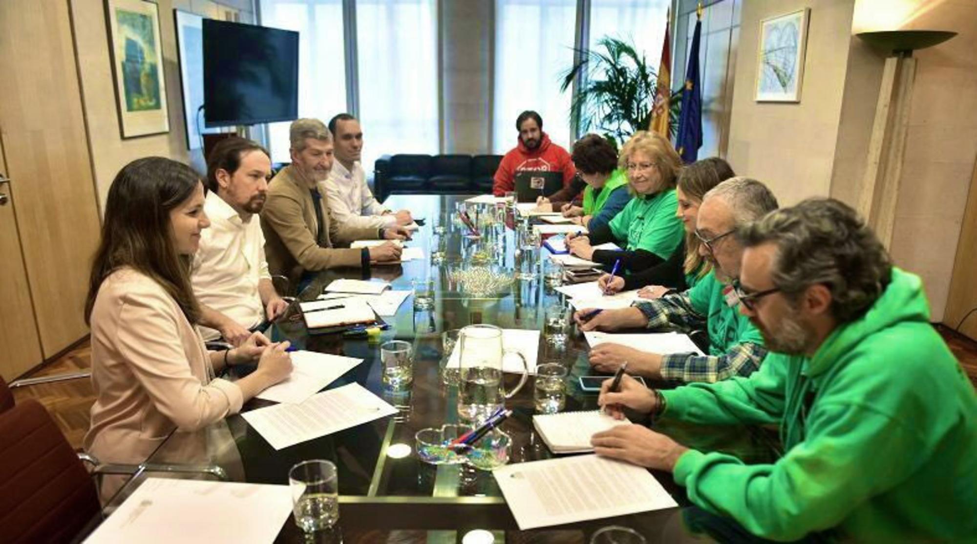 Reunión entre la PAH y Pablo Iglesias el 21 de febrero de 2020